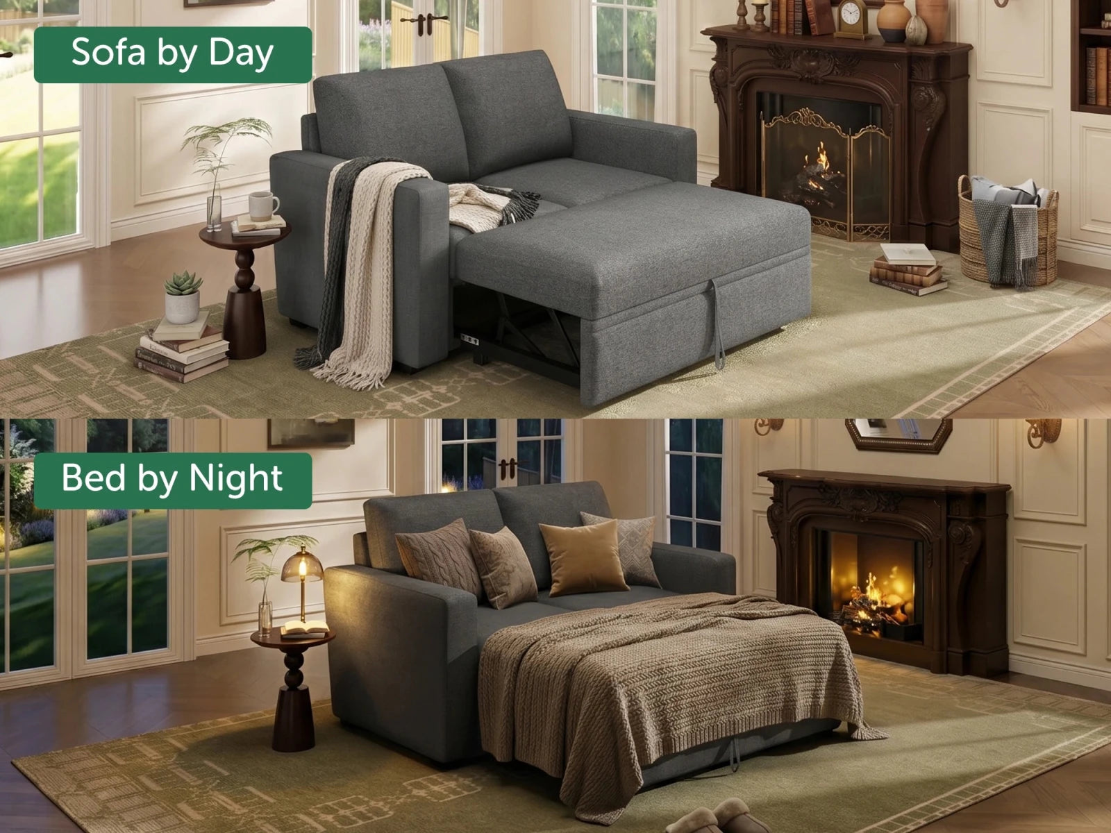 2-Piece Wide Plush Corduroy Modular Sleeper
#Color_Dark Gray