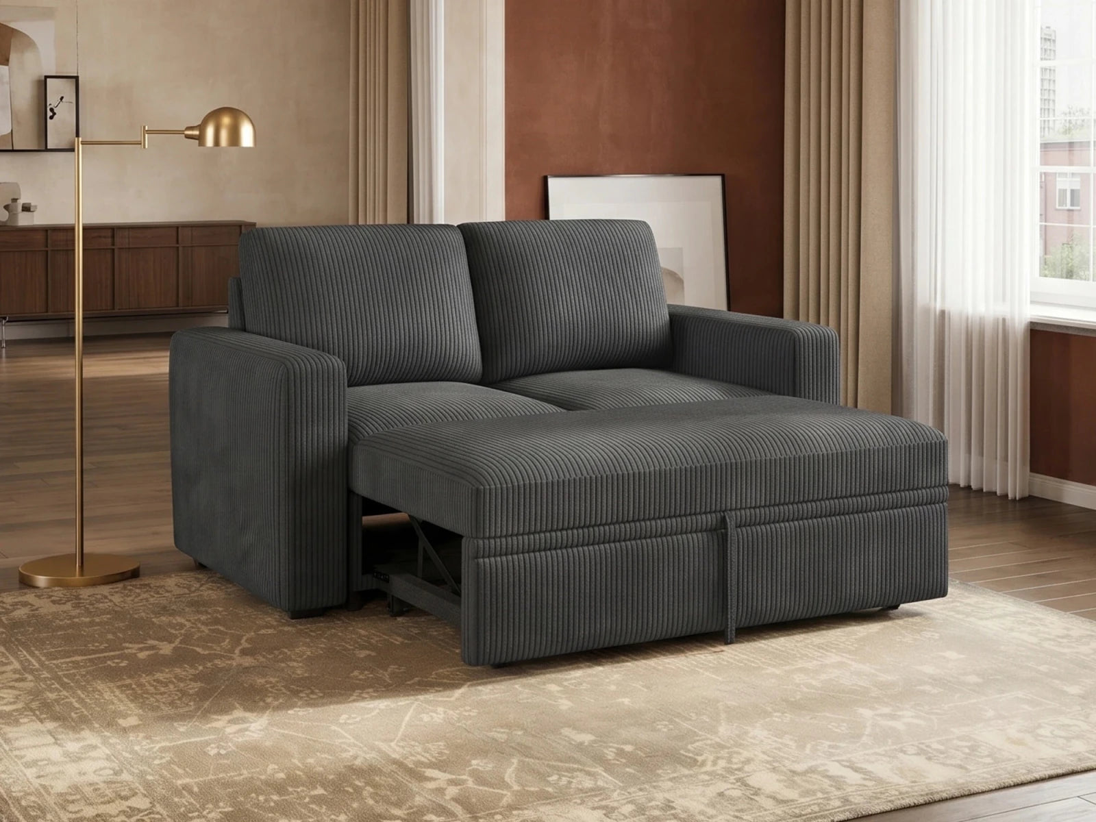 2-Piece Wide Plush Corduroy Modular Sleeper
#Color_Corduroy Gray