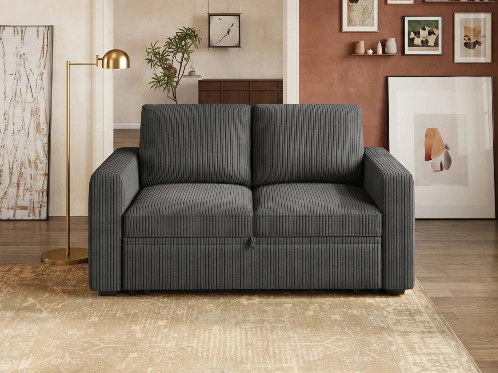 2-Piece Wide Plush Corduroy Modular Sleeper
#Color_Corduroy Gray