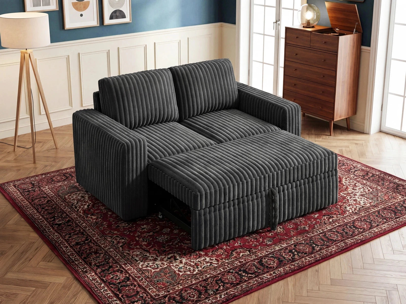 2-Piece Wide Plush Corduroy Modular Sleeper
#Color_Gray