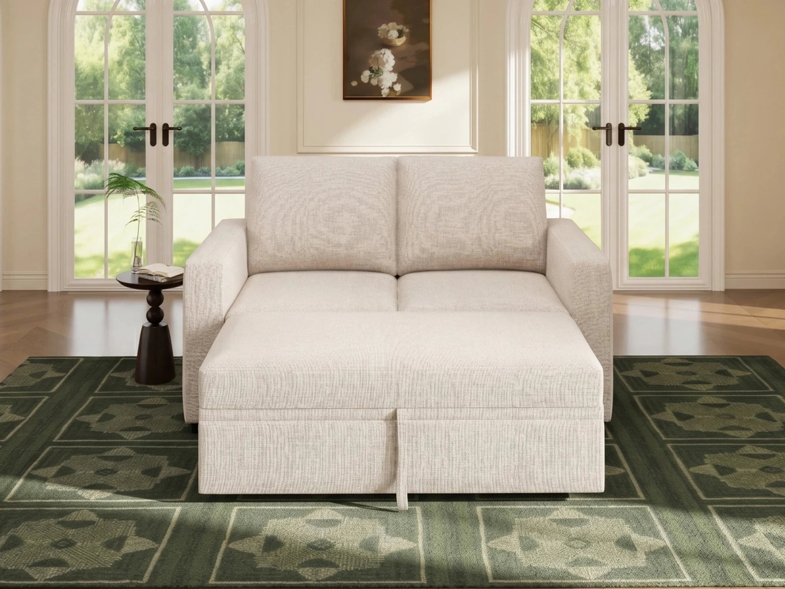 2-Piece Wide Plush Corduroy Modular Sleeper
#Color_Beige