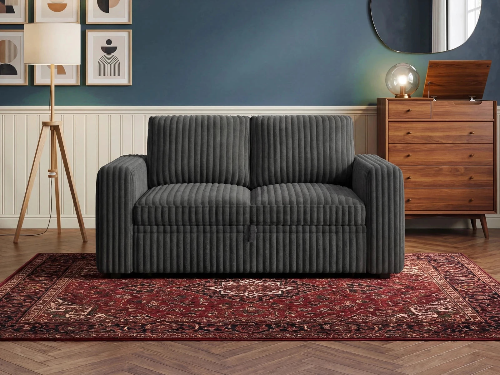 2-Piece Wide Plush Corduroy Modular Sleeper
#Color_Gray