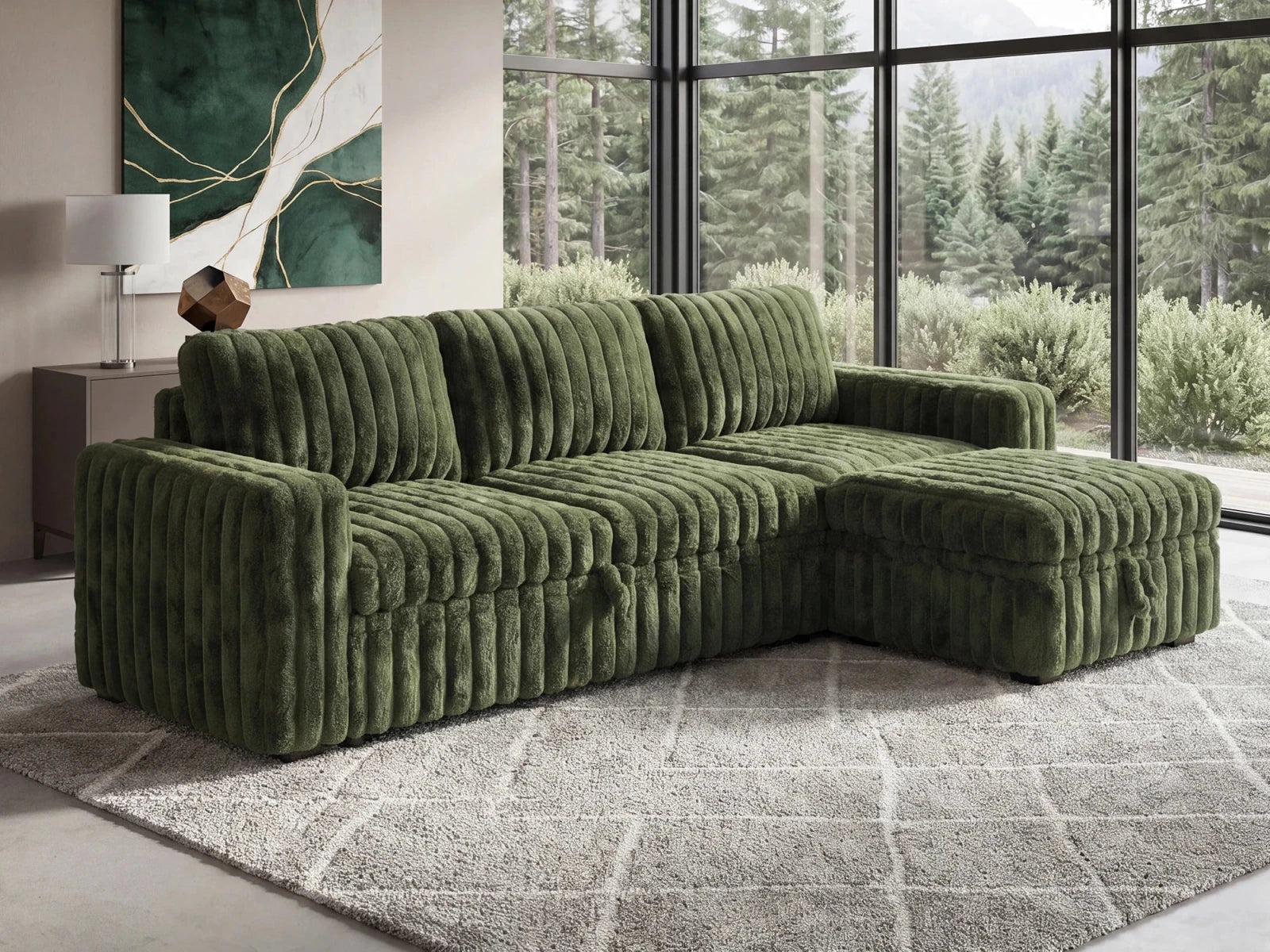 Molit 4-Piece Pull-Out Sectional
#Color_Faux Rabbit Fur Green