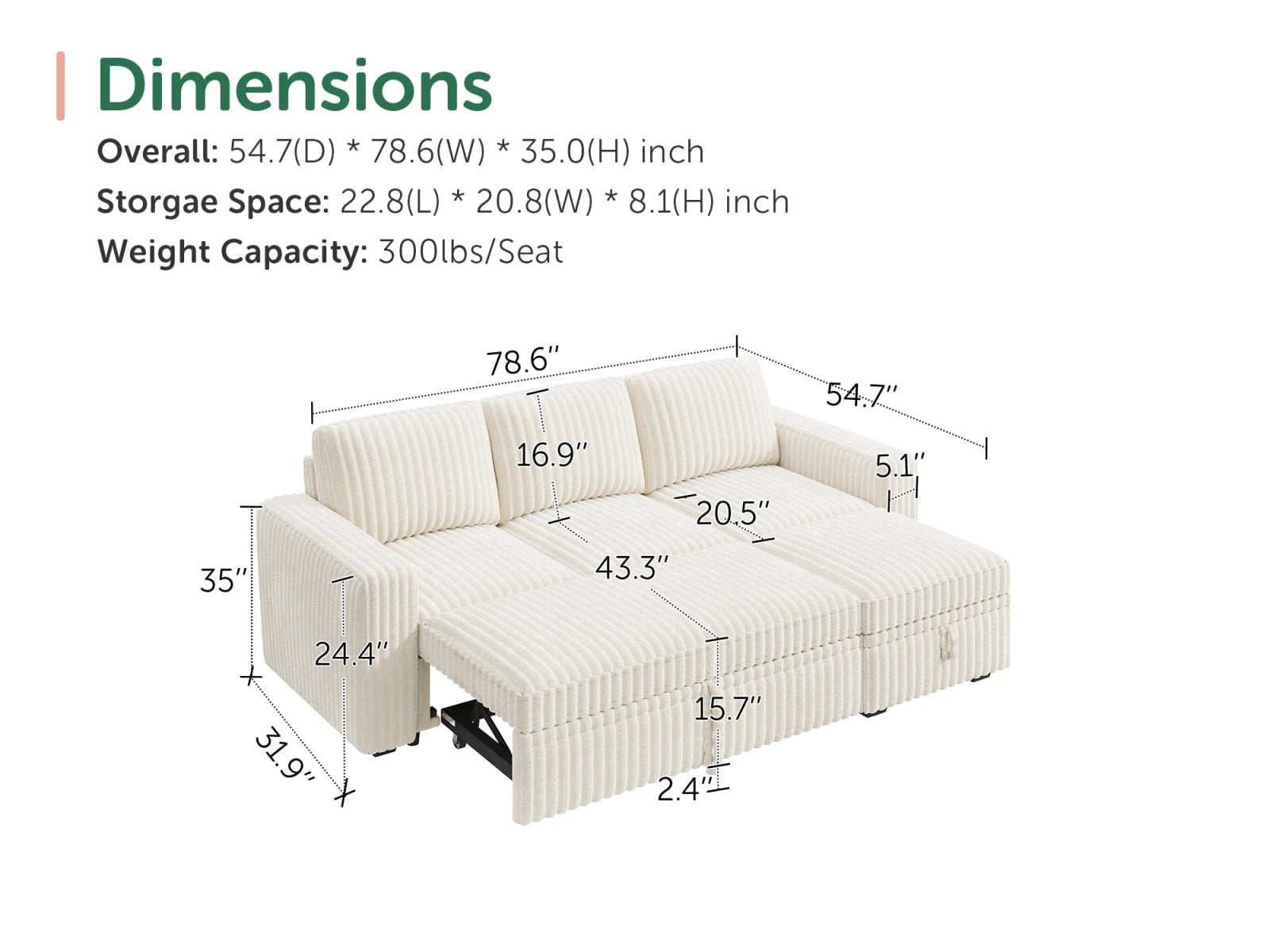 Molit 4-Piece Pull-Out Sectional
#Color_White