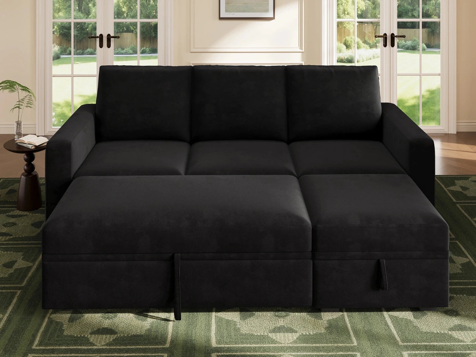 Molit 4-Piece Pull-Out Sectional
#Color_Velvet Black