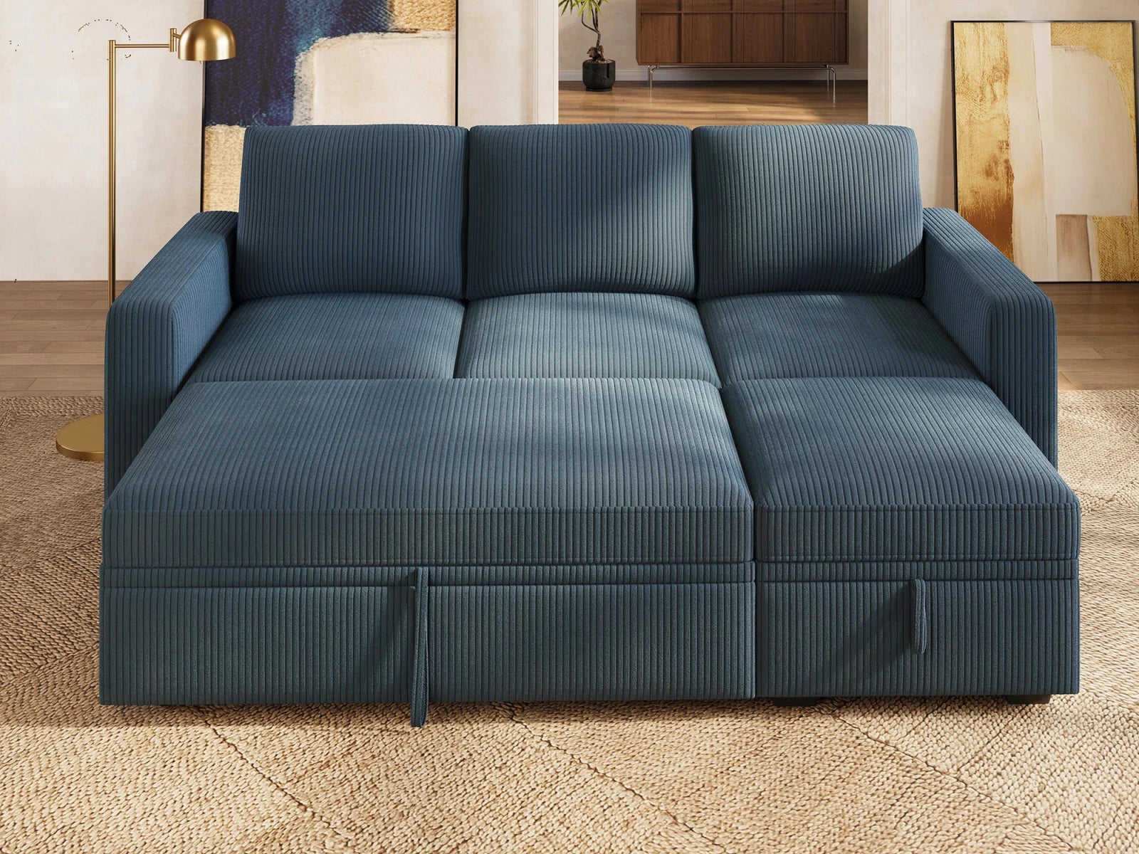 Molit 4-Piece Pull-Out Sectional
#Color_Corduroy Blue