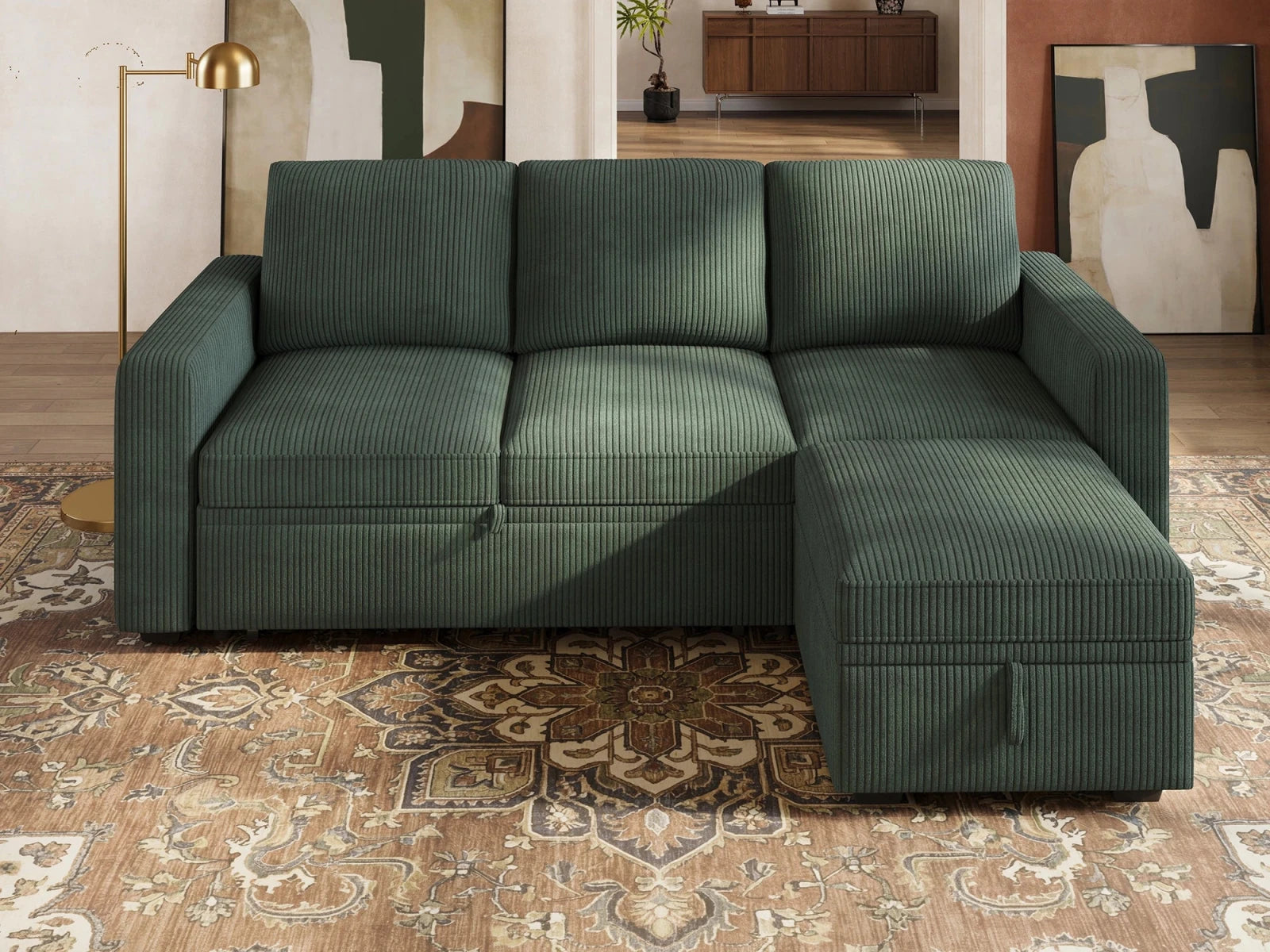 Molit 4-Piece Pull-Out Sectional
#Color_Corduroy Green