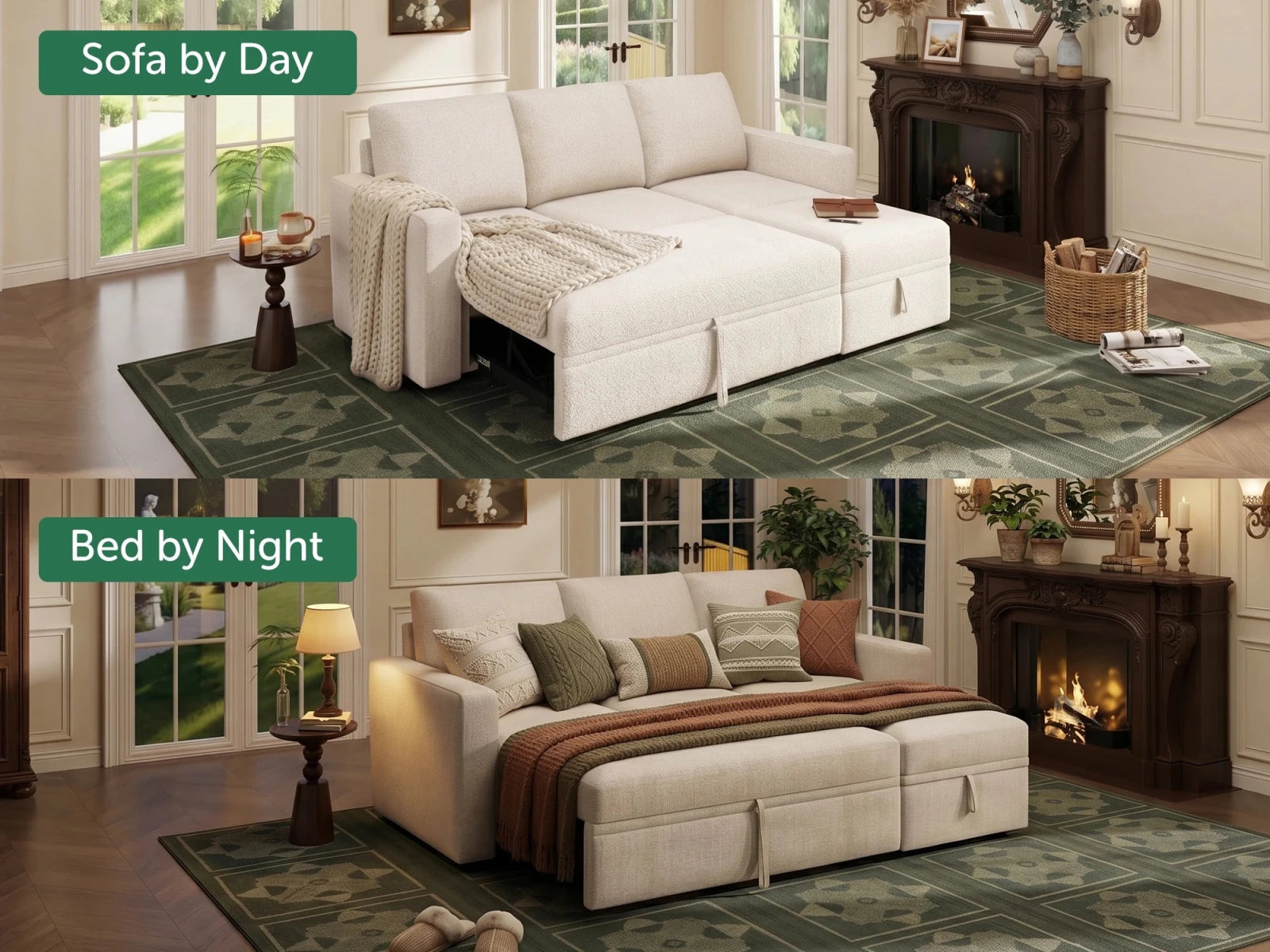 Molit 4-Piece Pull-Out Sectional
#Color_Beige