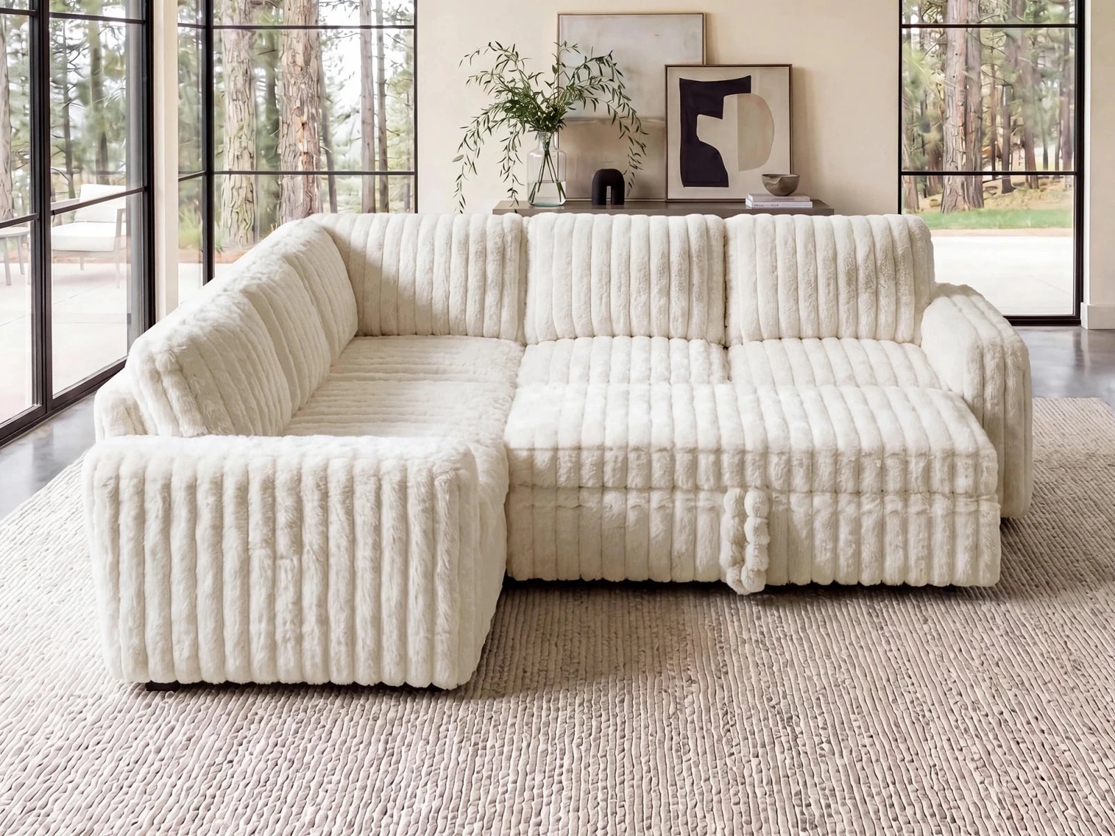 Molit 5-Piece Pull-Out Sectional
#Color_Faux Rabbit Fur Ivory
#Hover
