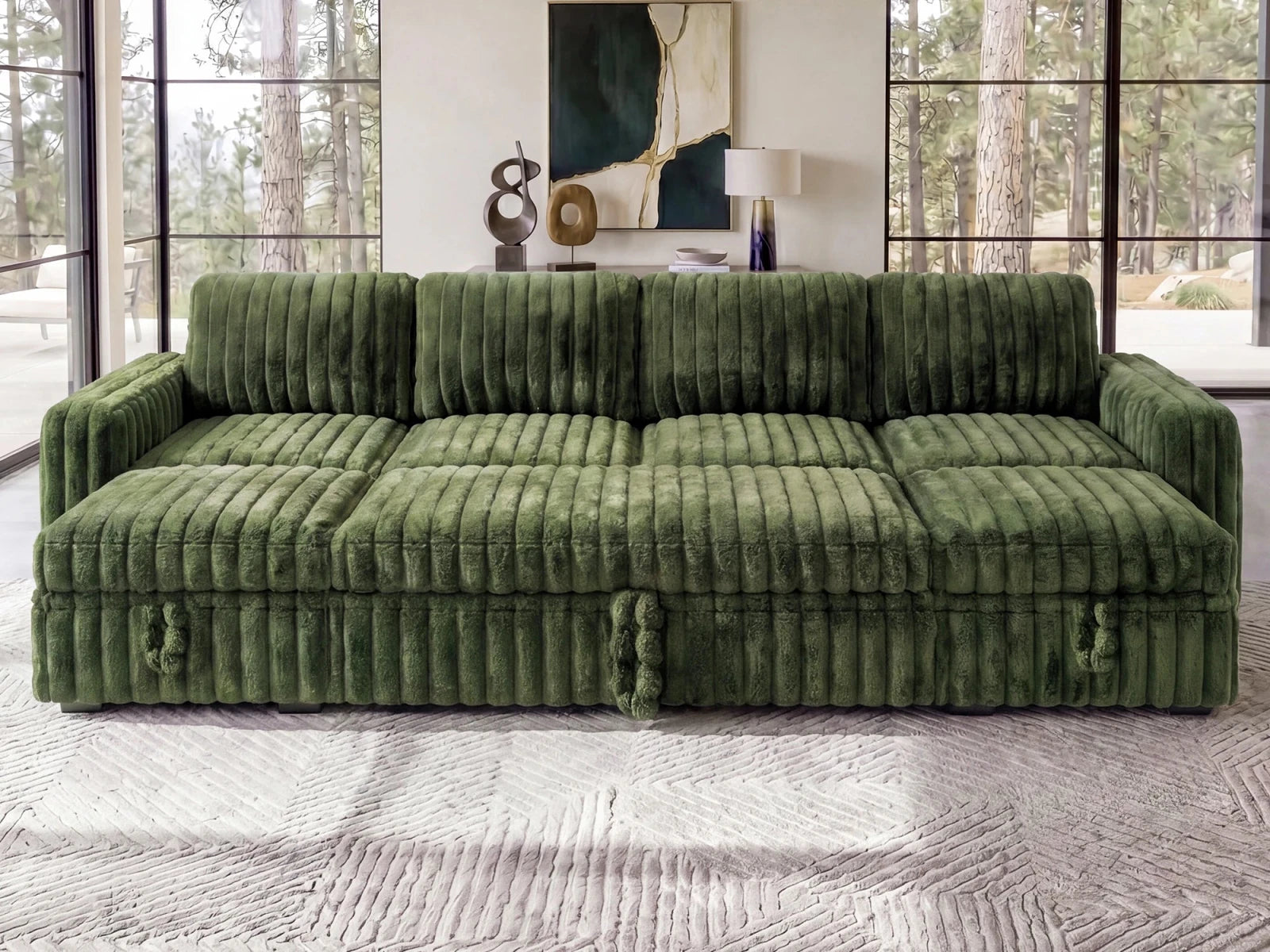 Molit 6-Piece Pull-Out Sectional
#Color_Faux Rabbit Fur Green
#Hover