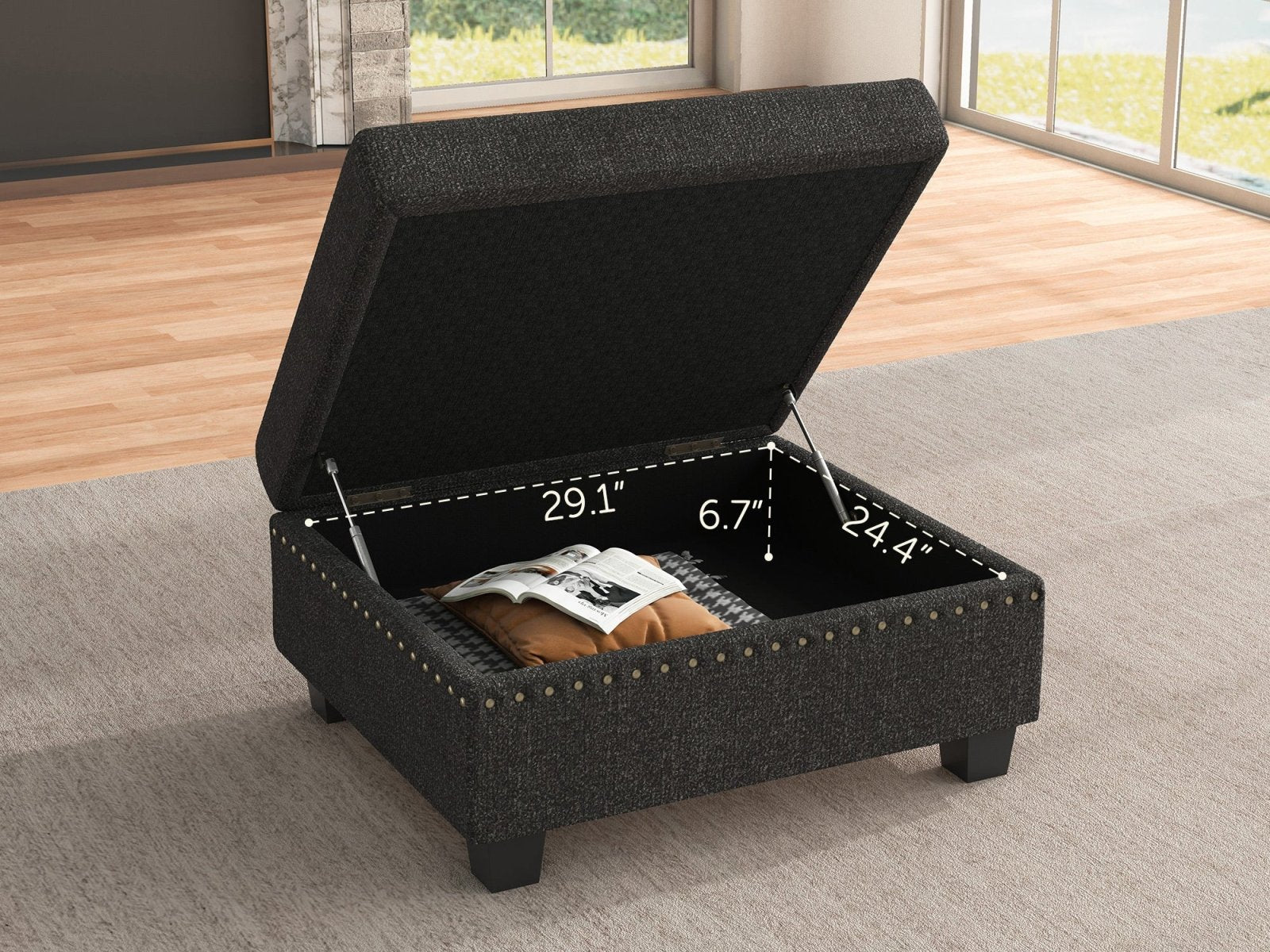 NOLANY U-Shaped Corner Modular Sofa Oversized Convertible Sectional Sofa Couch for Living Room #Color_Dark Grey