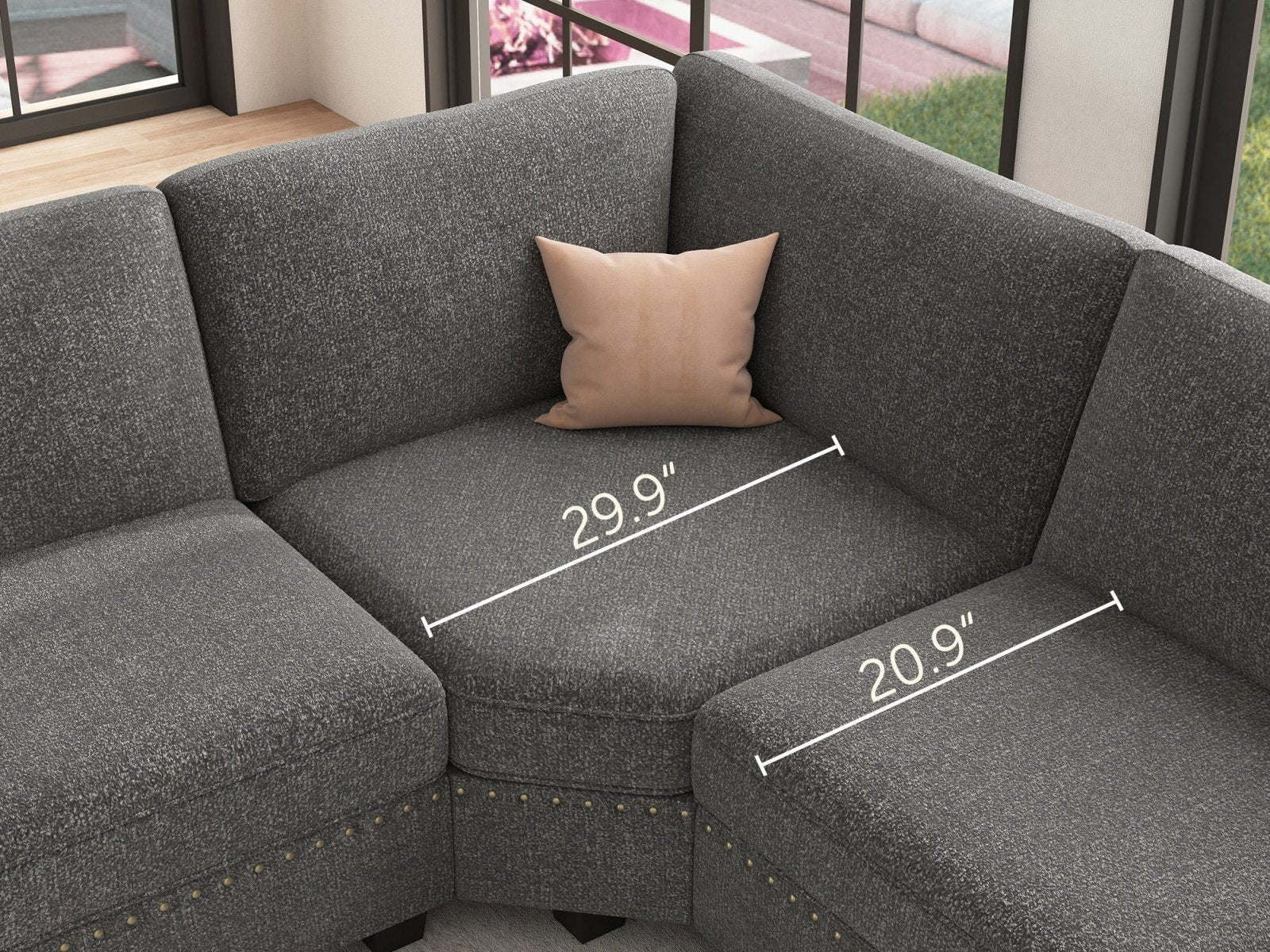NOLANY U-Shaped Corner Modular Sofa Oversized Convertible Sectional Sofa Couch for Living Room #Color_Light Grey