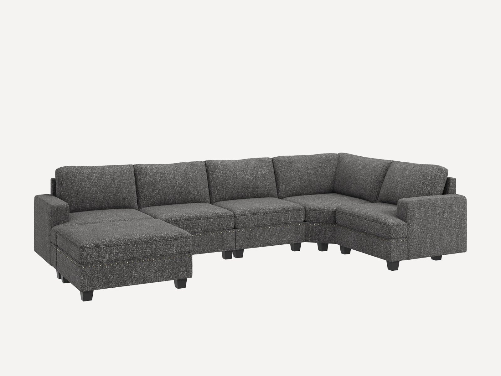 NOLANY U-Shaped Corner Modular Sofa Oversized Convertible Sectional Sofa Couch for Living Room #Color_Light Grey