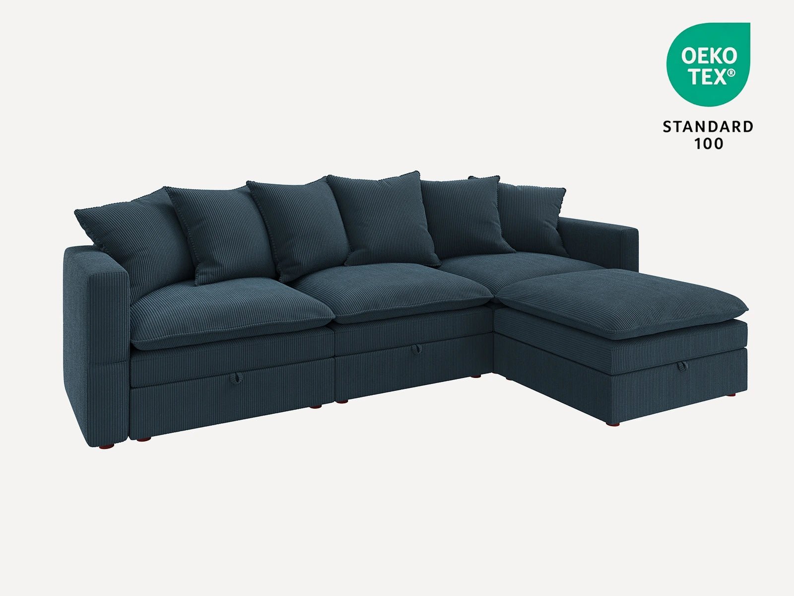 HONBAY 4-Piece Plush double-layer Cushion Corduroy Modular L-Shaped Sectional Cloud Sofa
#Color_Corduroy Blue