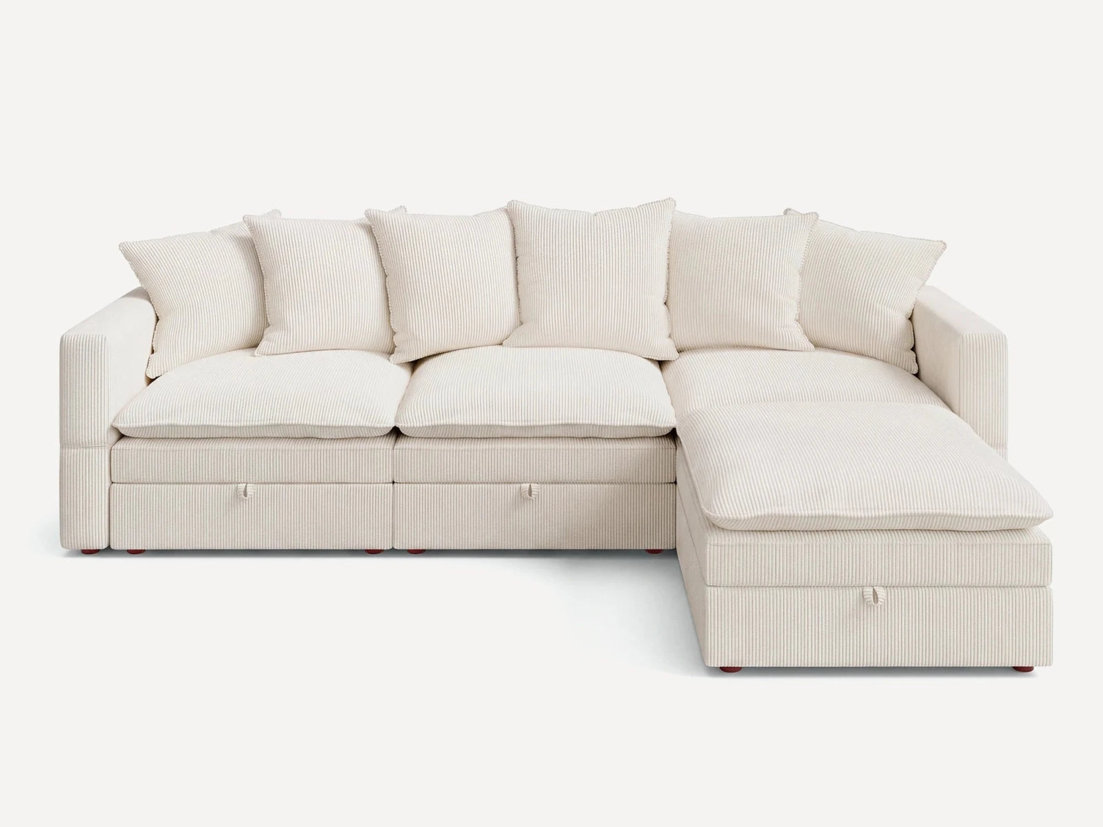 HONBAY 4-Piece Plush double-layer Cushion Corduroy Modular L-Shaped Sectional Cloud Sofa
#Color_Corduroy Beige