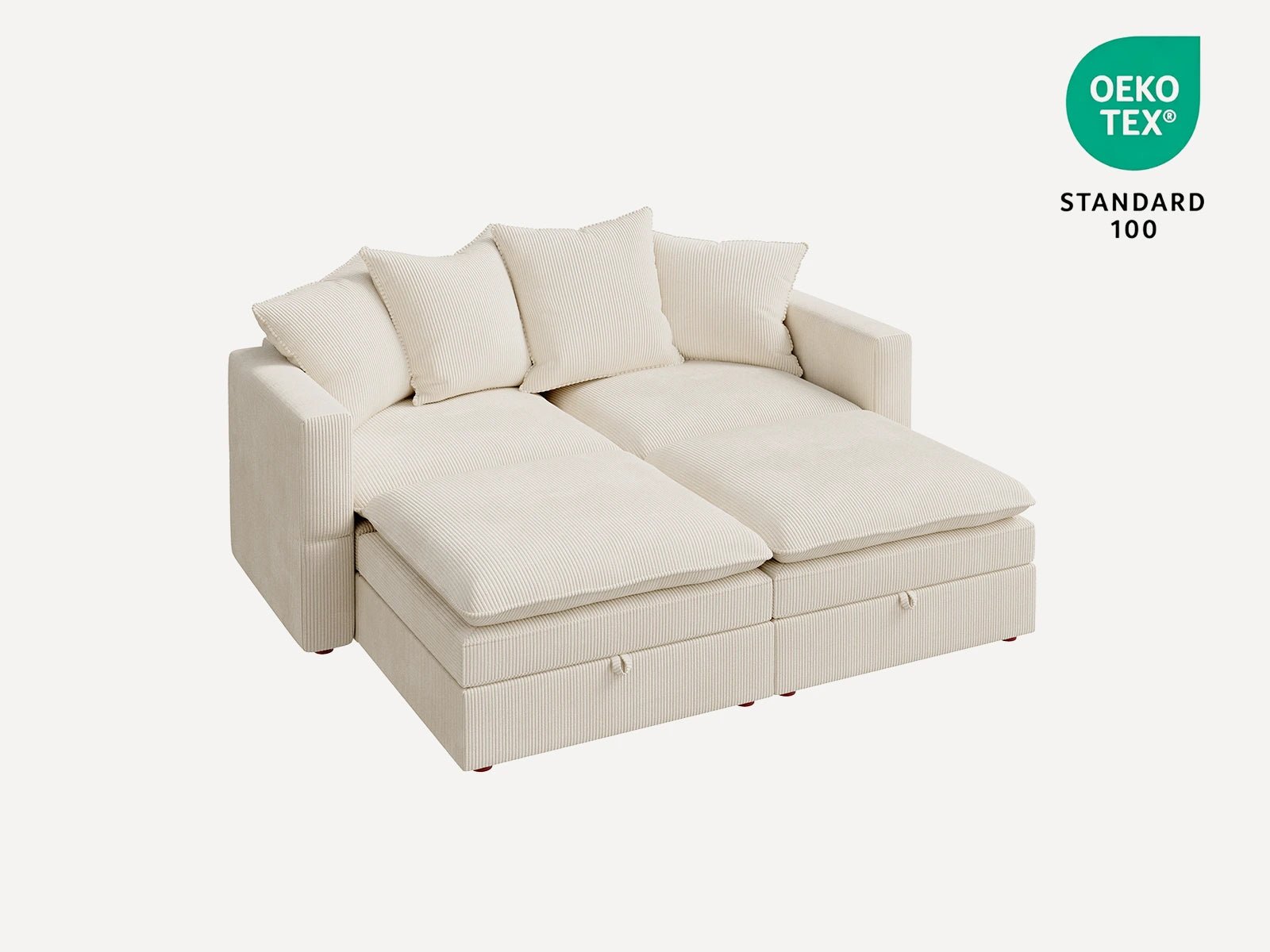 HONBAY 4-Piece Plush double-layer Cushion Corduroy Modular Sleeper Sectional Cloud Sofa
#Color_Corduroy Beige