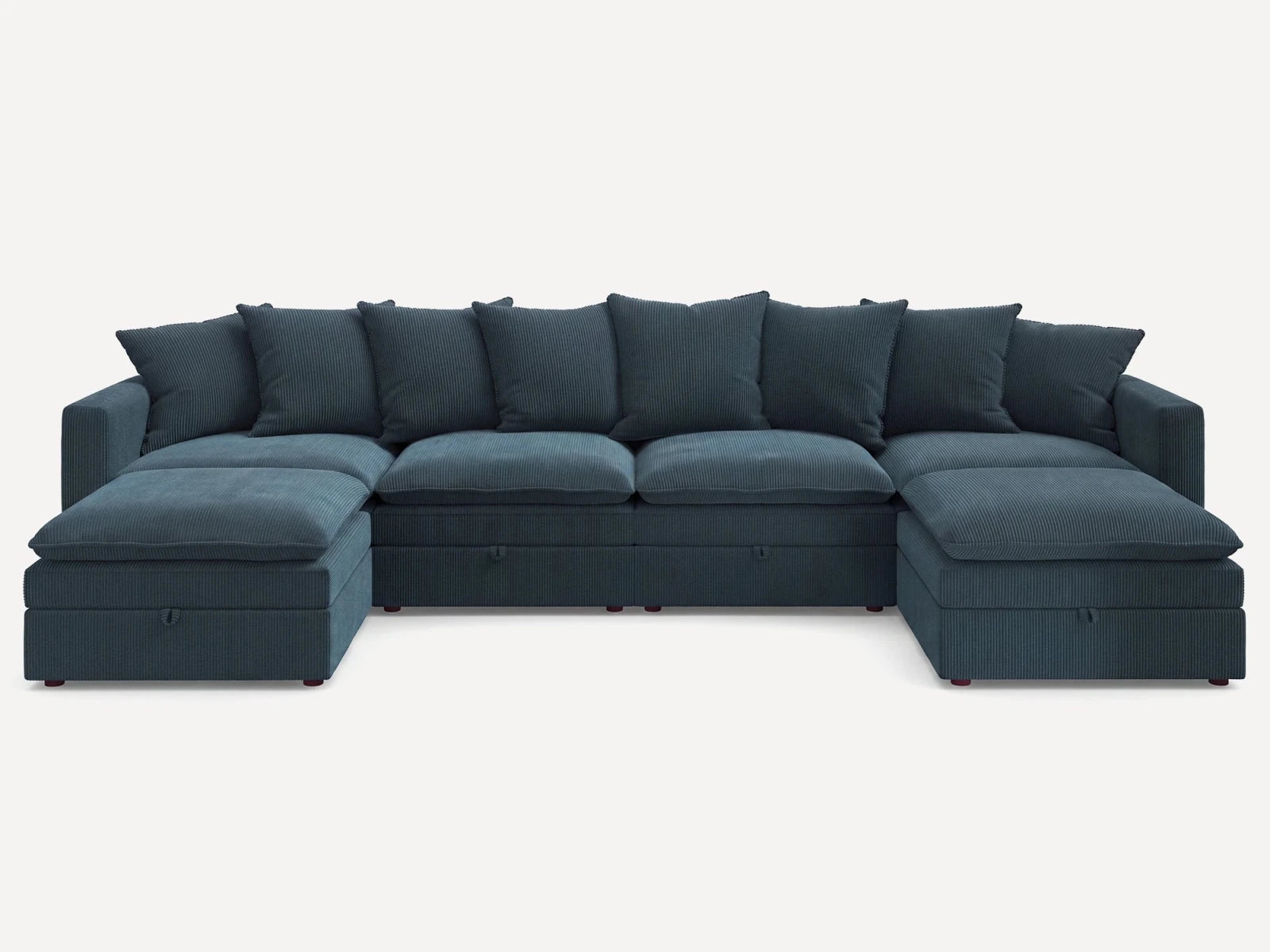 HONBAY 6-Piece Plush double-layer Cushion Corduroy Modular U-Shaped Sectional Cloud Sofa
#Color_Corduroy Blue