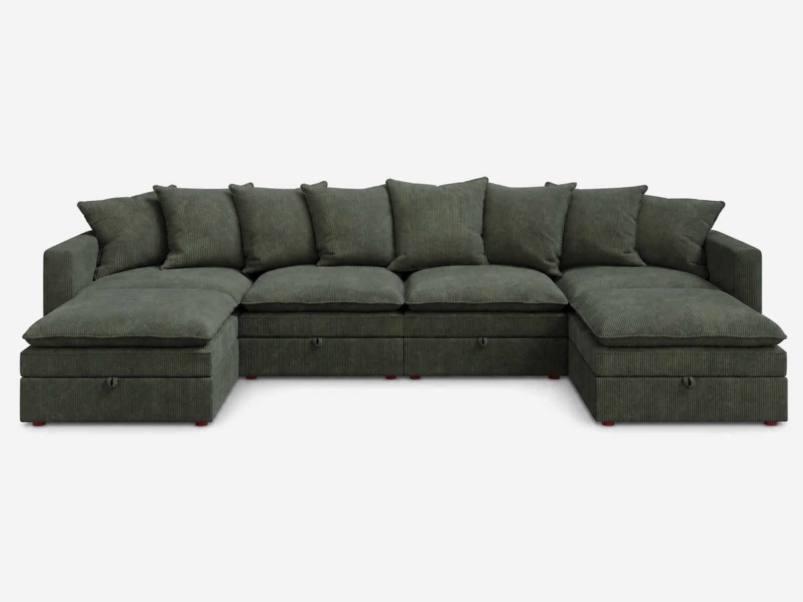 HONBAY 6-Piece Plush double-layer Cushion Corduroy Modular U-Shaped Sectional Cloud Sofa
#Color_Corduroy Green