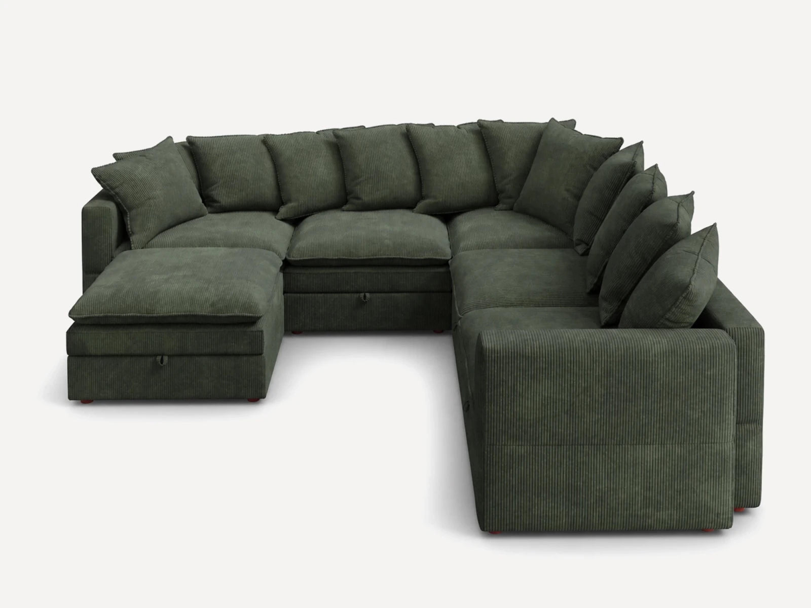HONBAY 6-Piece Plush double-layer Cushion Corduroy Modular U-Shaped Sectional Cloud Sofa
#Color_Corduroy Green