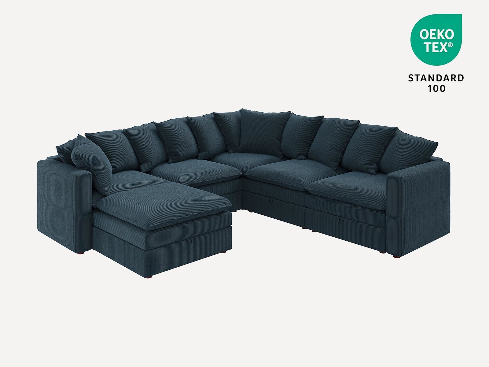 HONBAY 6-Piece Plush double-layer Cushion Corduroy Modular U-Shaped Sectional Cloud Sofa
#Color_Corduroy Blue