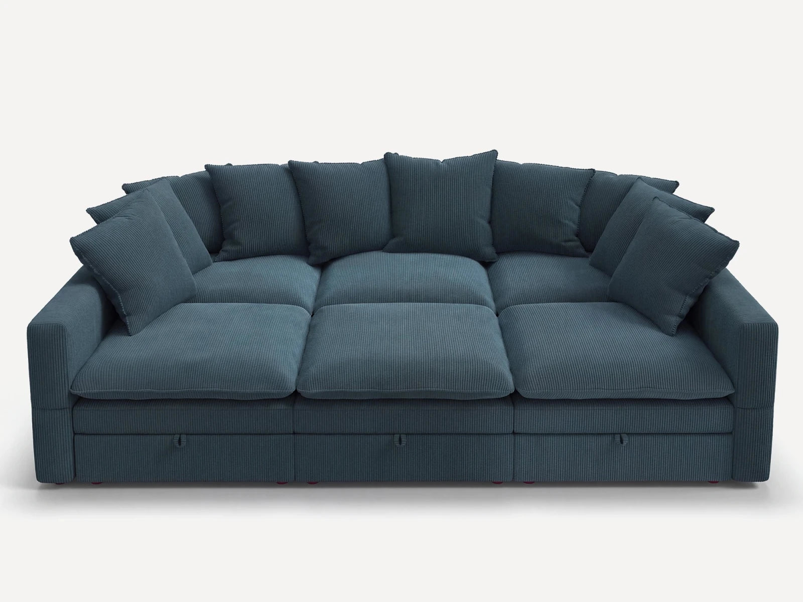 HONBAY 6-Piece Plush double-layer Cushion Corduroy Modular Sleeper Sectional Cloud Sofa
#Color_Corduroy Blue