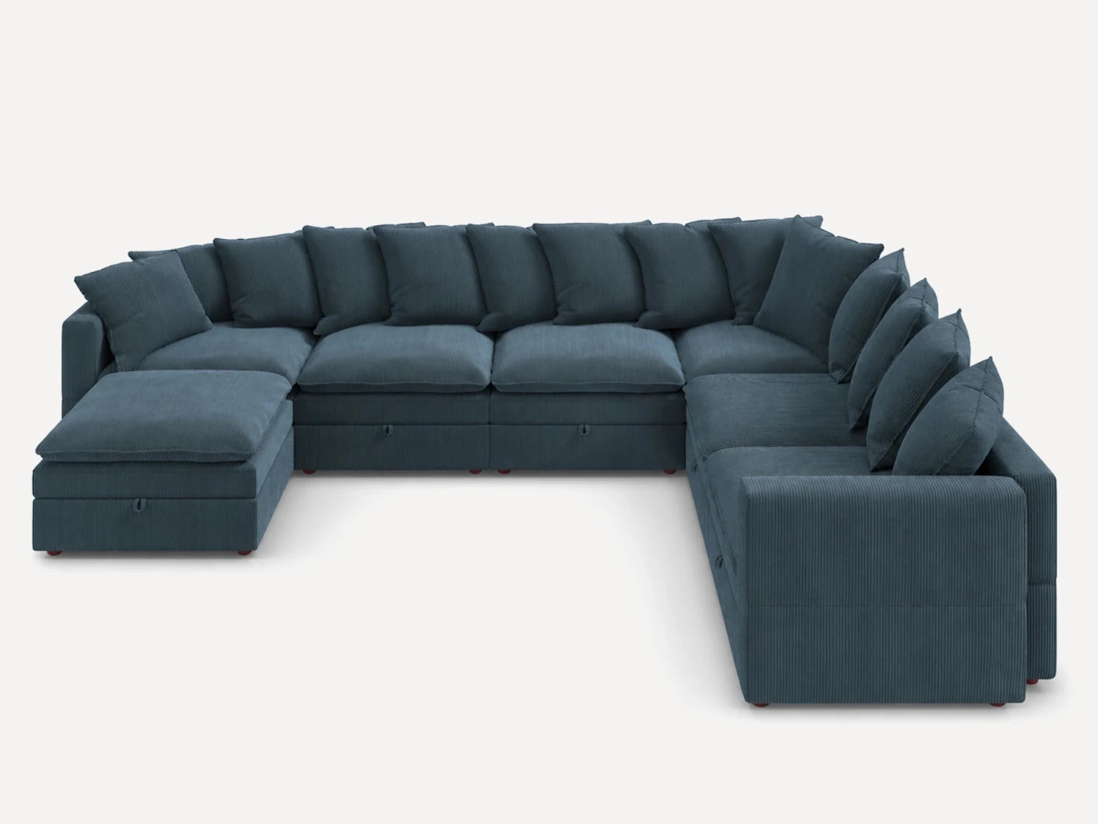 HONBAY 7-Piece Plush double-layer Cushion Corduroy Modular U-Shaped Sectional Cloud Sofa
#Color_Corduroy Blue