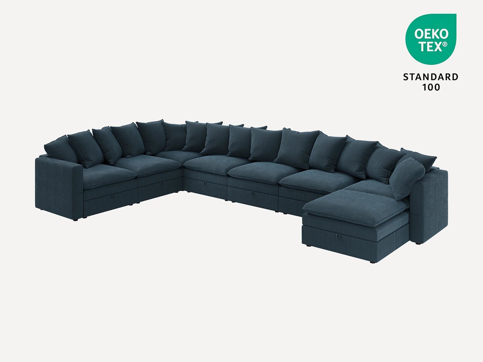 HONBAY 8-Piece Plush double-layer Cushion Corduroy Modular U-Shaped Sectional Cloud Sofa
#Color_Corduroy Blue
