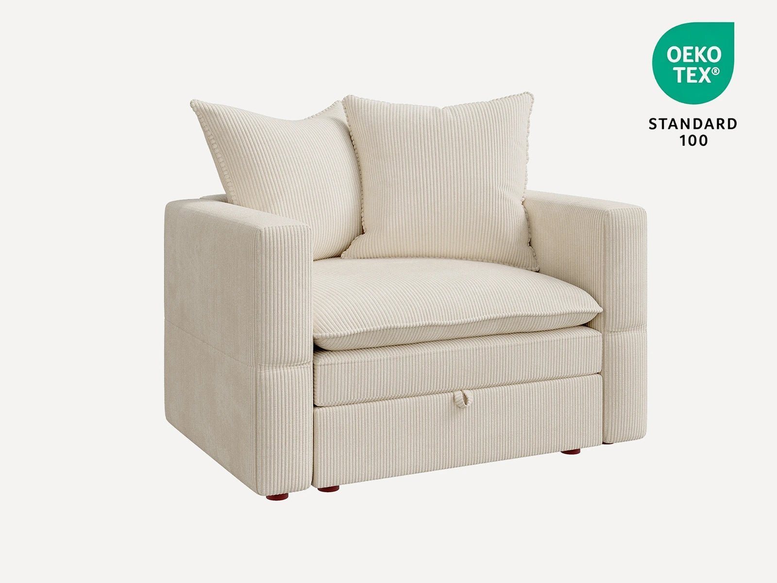 HONBAY Plush Double-Layer Cushion Corduroy Modular Armchair
#Color_Corduroy Beige