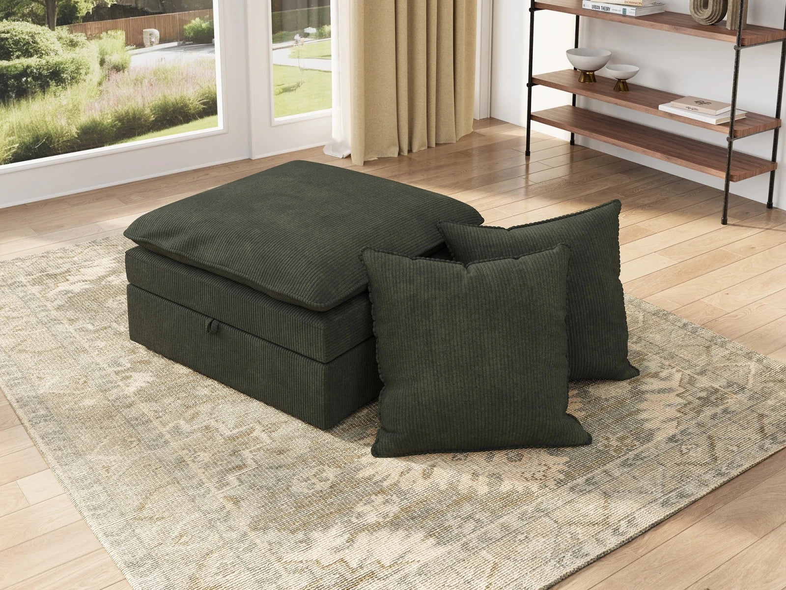 Opua Corduroy Cloud Ottoman with 2 Back Cushions
