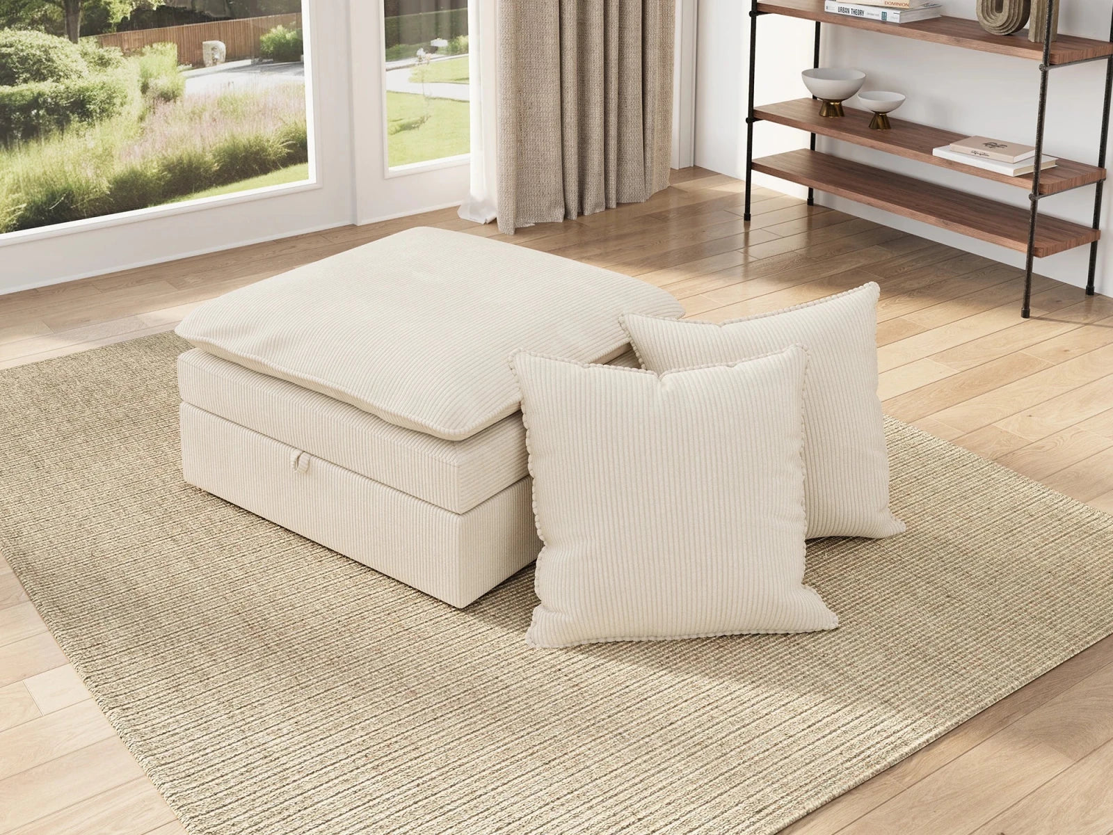 Opua Corduroy Cloud Ottoman with 2 Back Cushions