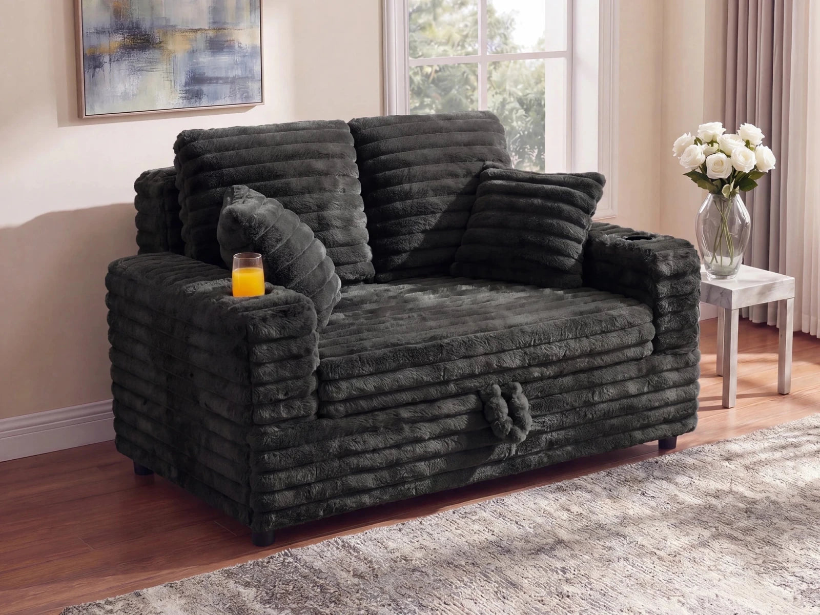 #Color_Faux Rabbit Fur Black