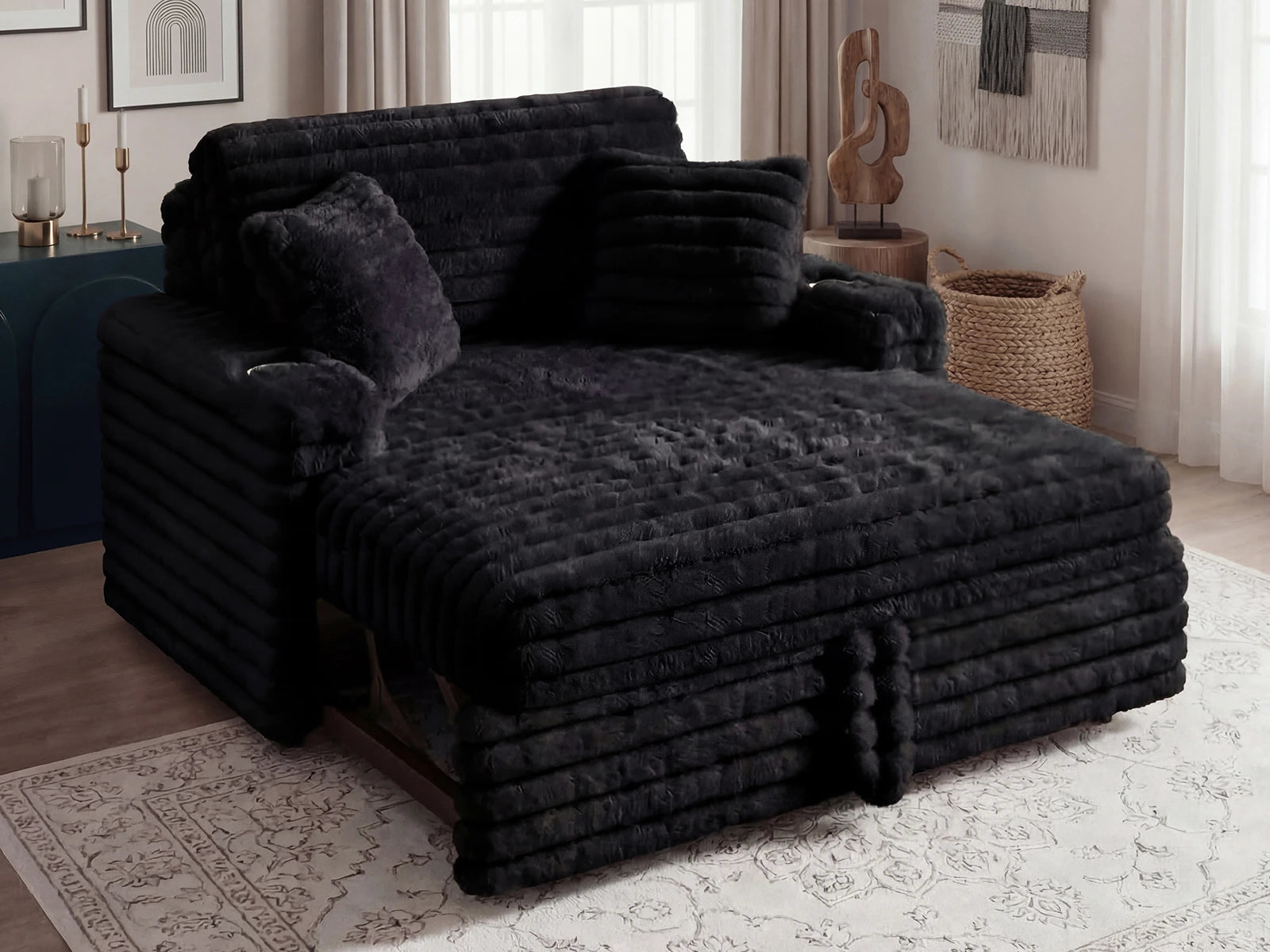#Color_Faux Rabbit Fur Black