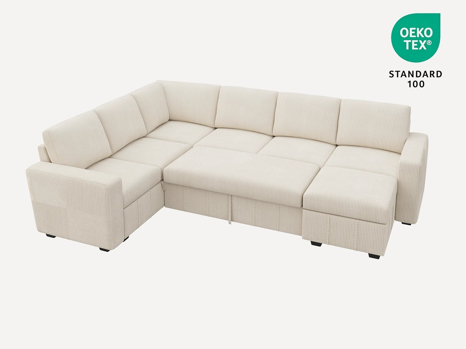 7-Piece Corduroy U-Shaped Sleeper Sectional
#Color_Corduroy Beige