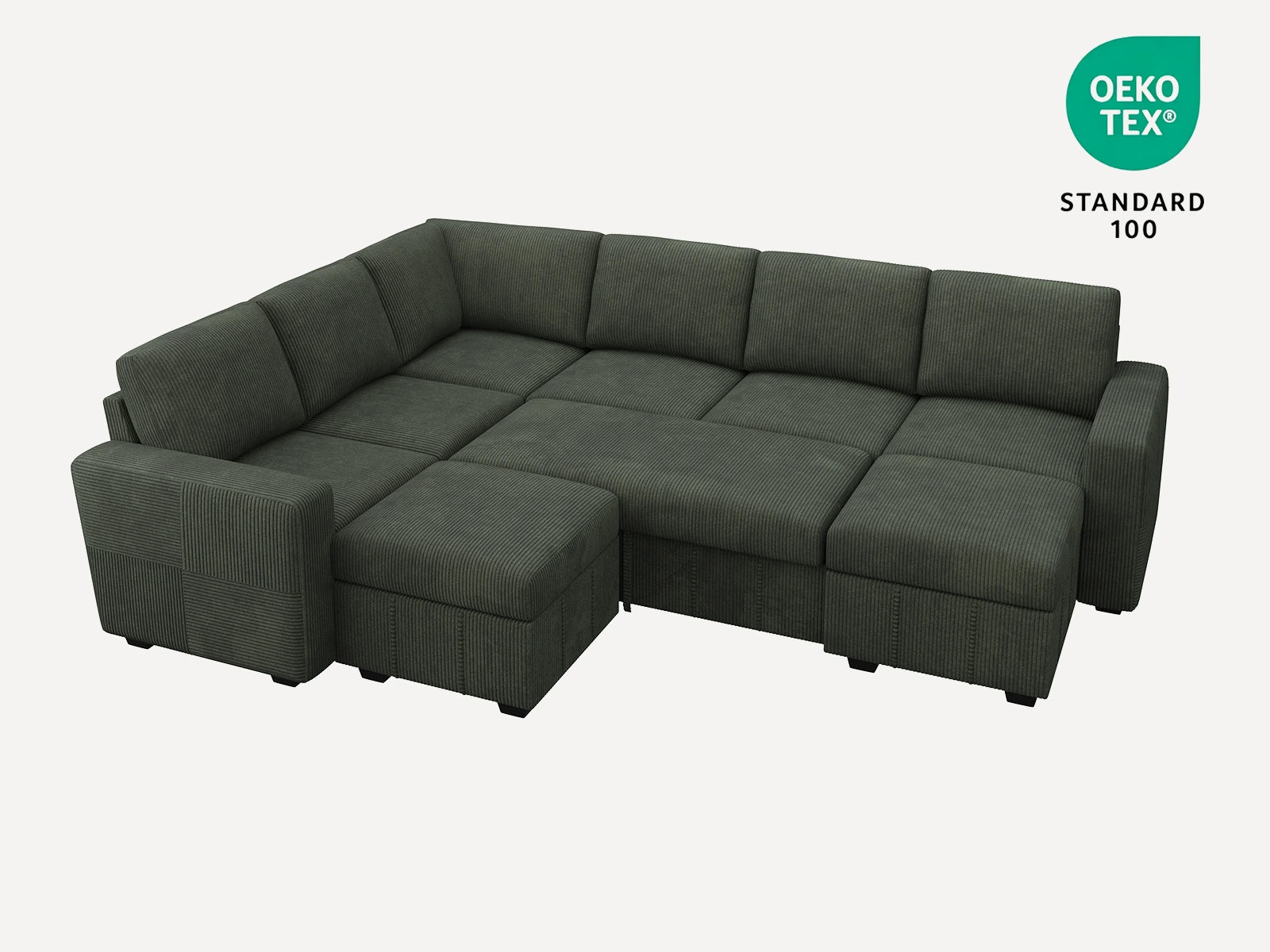 8-Piece Corduroy U-Shaped Sleeper Sectional
#Color_Corduroy Green