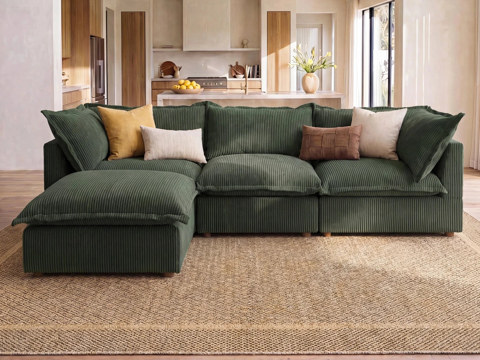 Vora 4-piece Cloud Modular Sectional Sofa
#Color_ Green