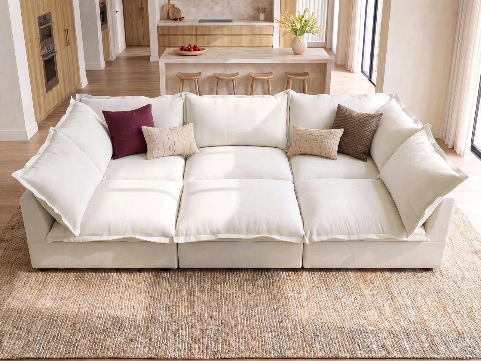 Vora 6-piece Cloud Modular Sleeper Sectional Sofa
#Color_ Beige