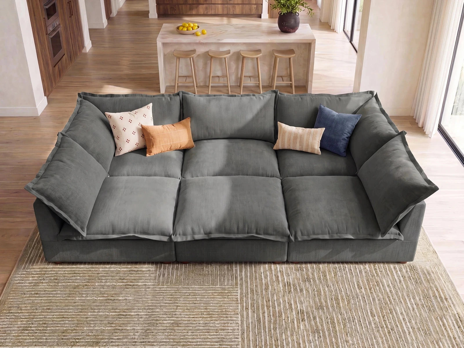 Vora 6-piece Cloud Modular Sleeper Sectional Sofa
#Color_ Gray