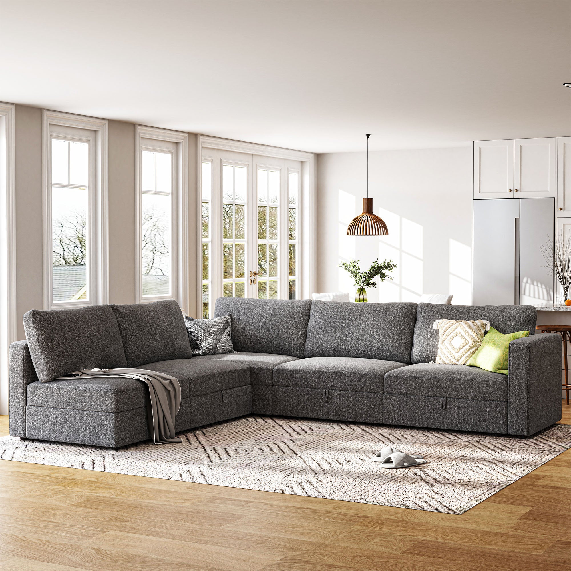 HONBAY Fabric Customizable Modular Sectional Sofa for Living Room