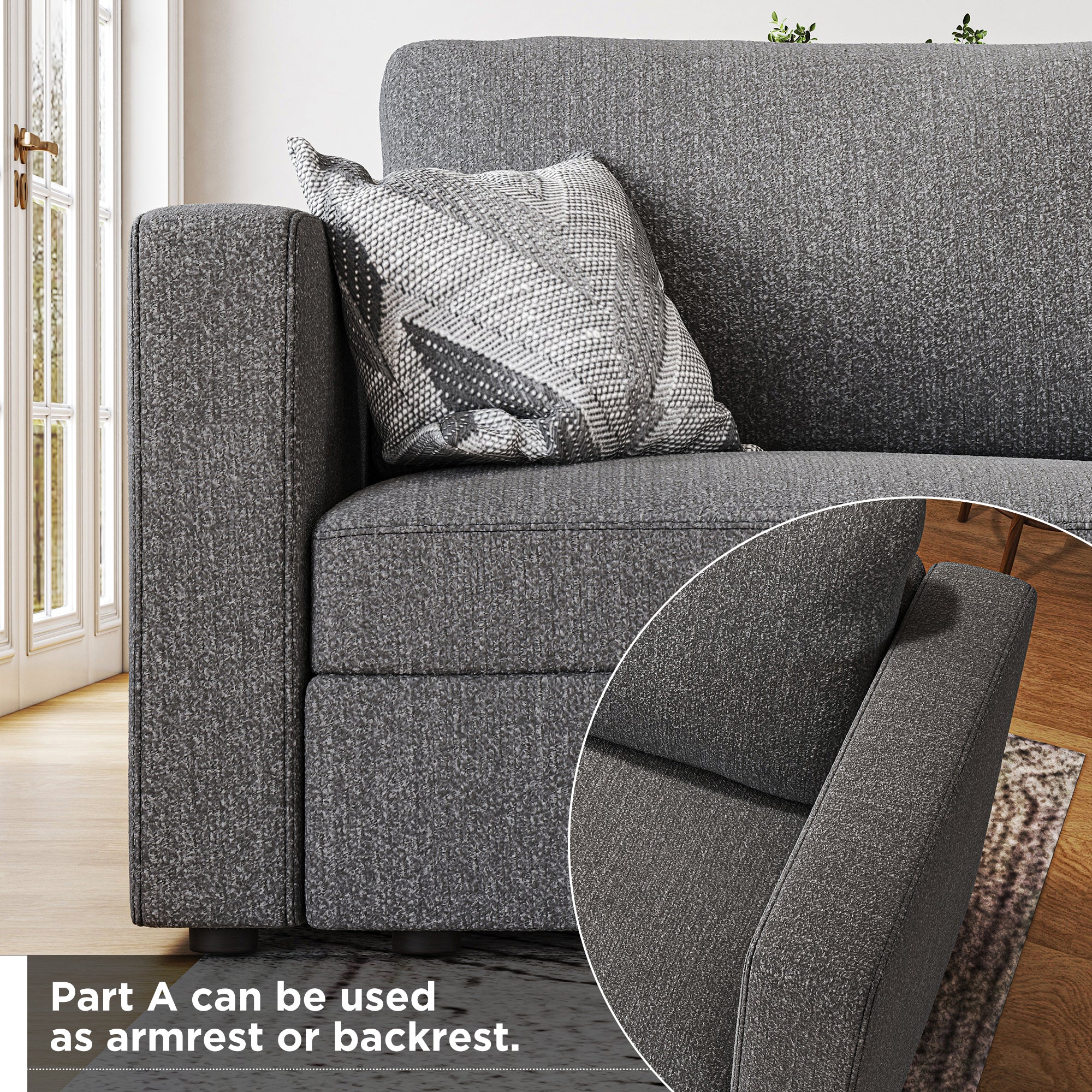 Functional Armrest/Backrest Module for HONBAY Modular Sectional Sofa
