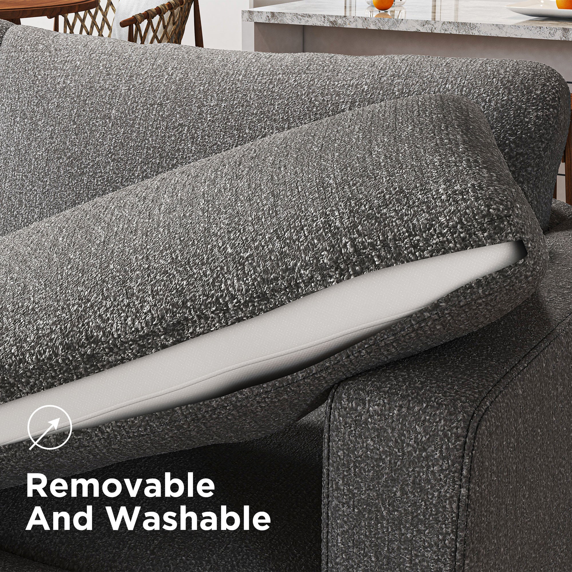 Removable and Washable Back Cushion Cover of HONBAY Modular Sectional Sofa