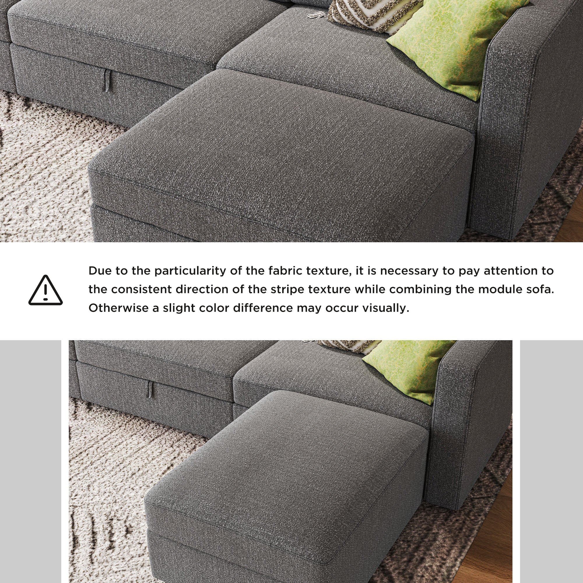 Rectangular Ottoman for HONBAY Polyester Free Combination Modular Sectional Sofa