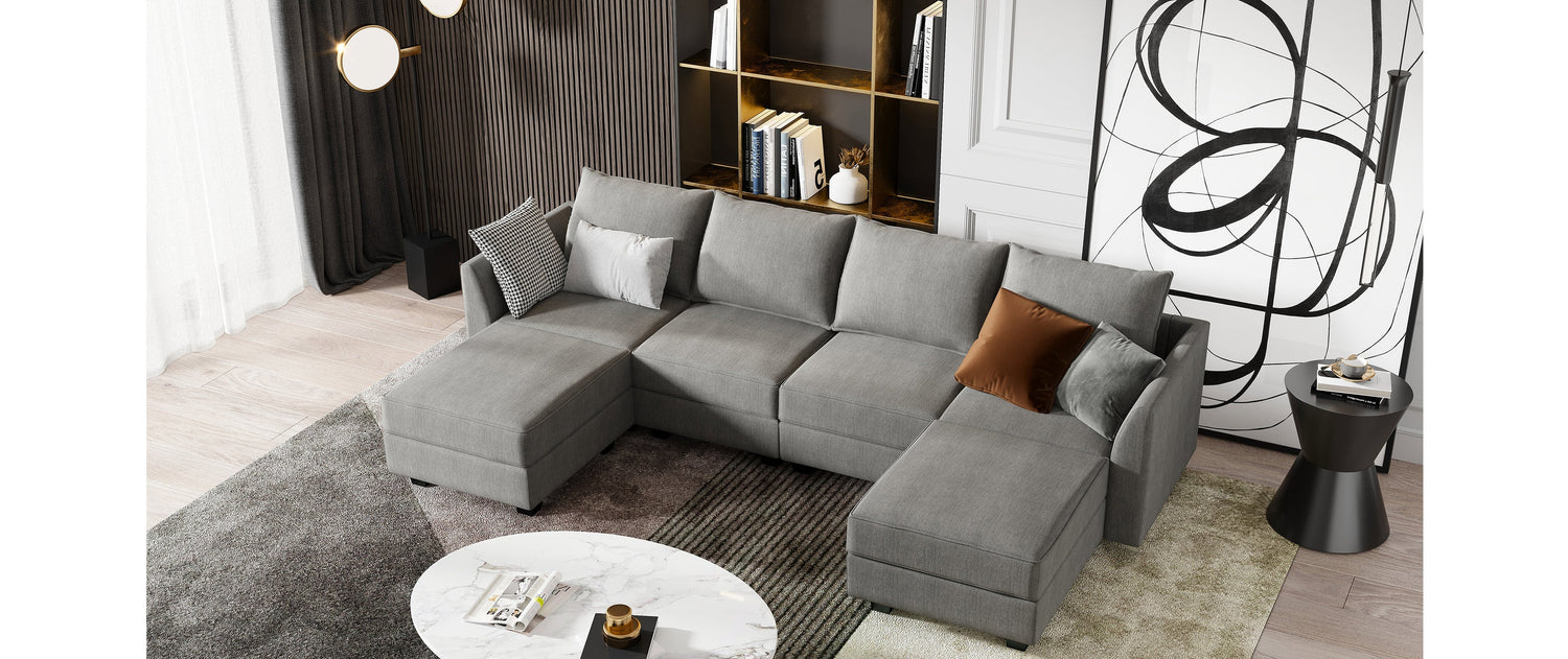 a complete sofa set in grey color