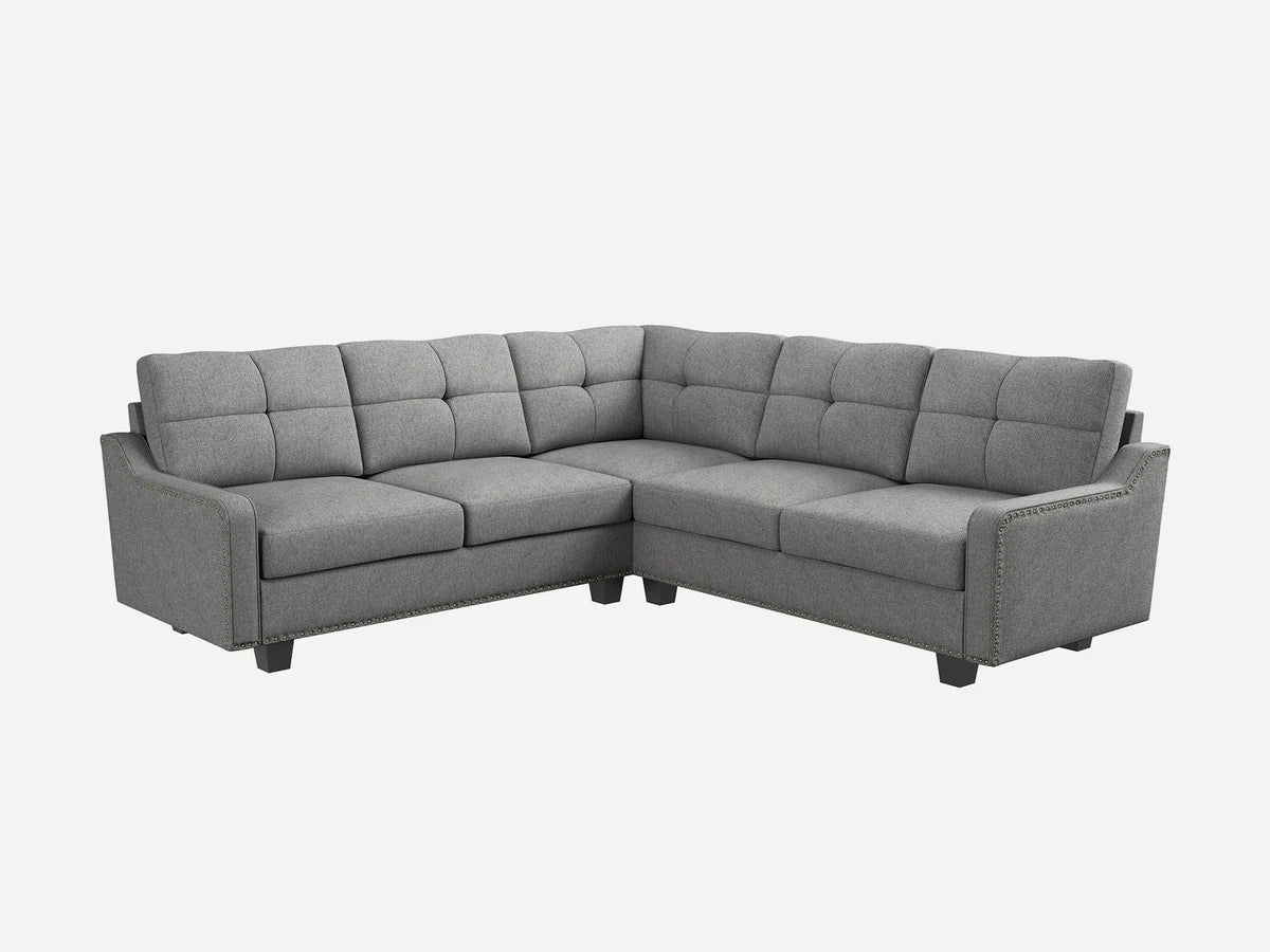 a grety sofa which looks so huge and comfortable. 