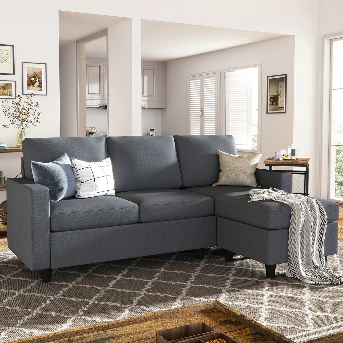 a comfortable modular storage sofa and sectional in a cozy looking living room