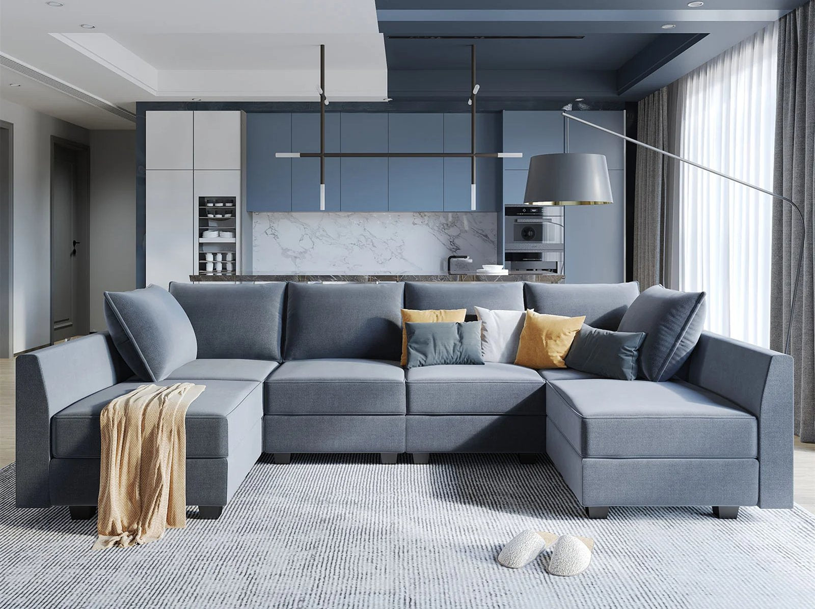 U-shaped Gray Modular Sectional Sofa Couch