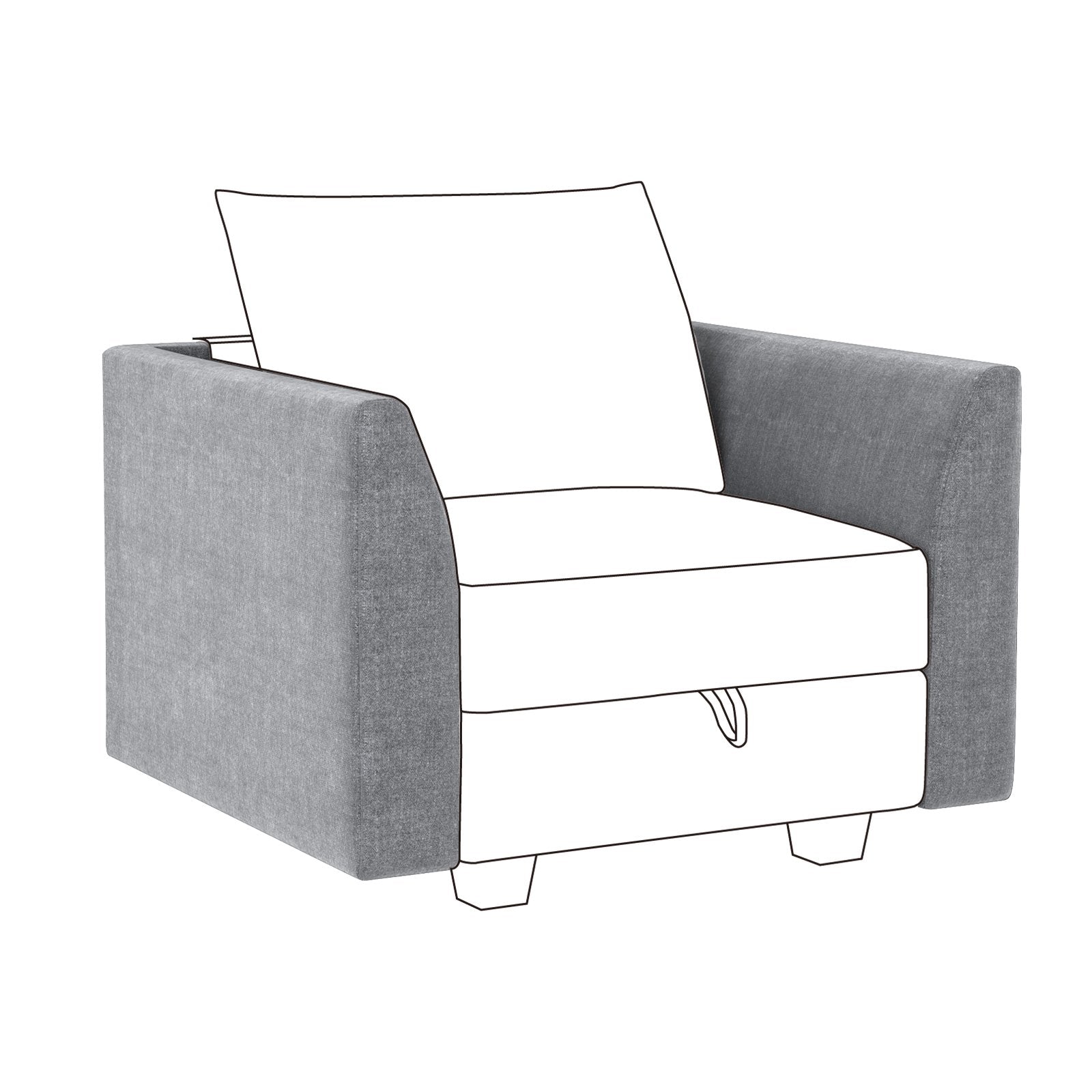 Modular Sofa Gray Armrests