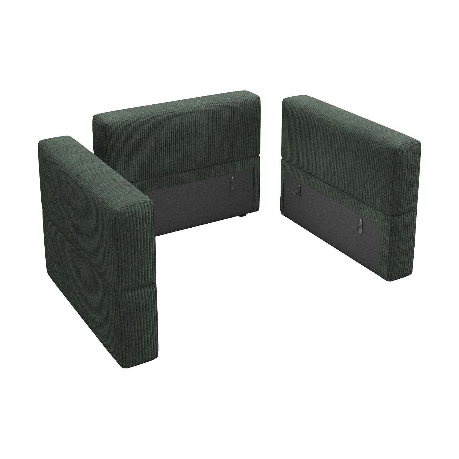 HONBAY 3 Piece Corduroy Modular Cloud Sofa Universal Armrest/Backrest