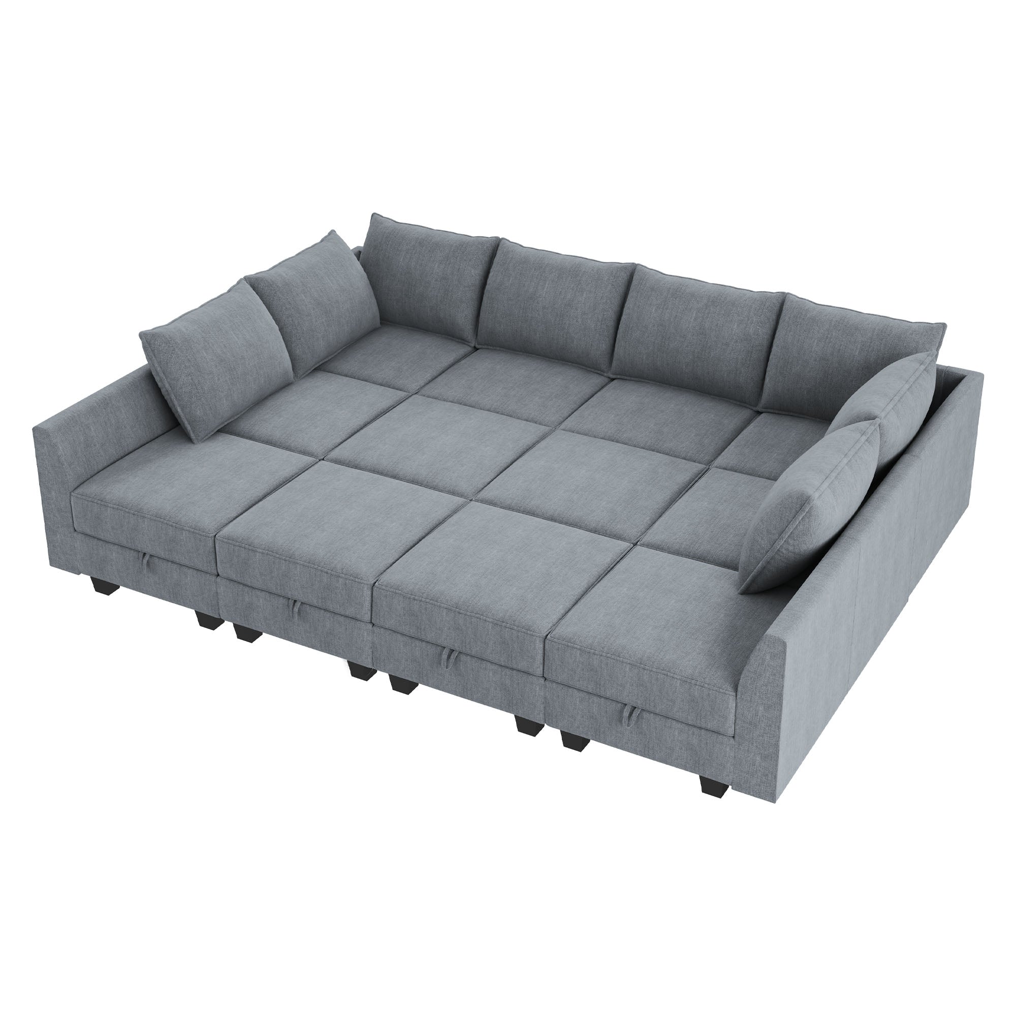 HONBAY 12-Piece Polyester Modular Sectional Sofa With Storage Seat