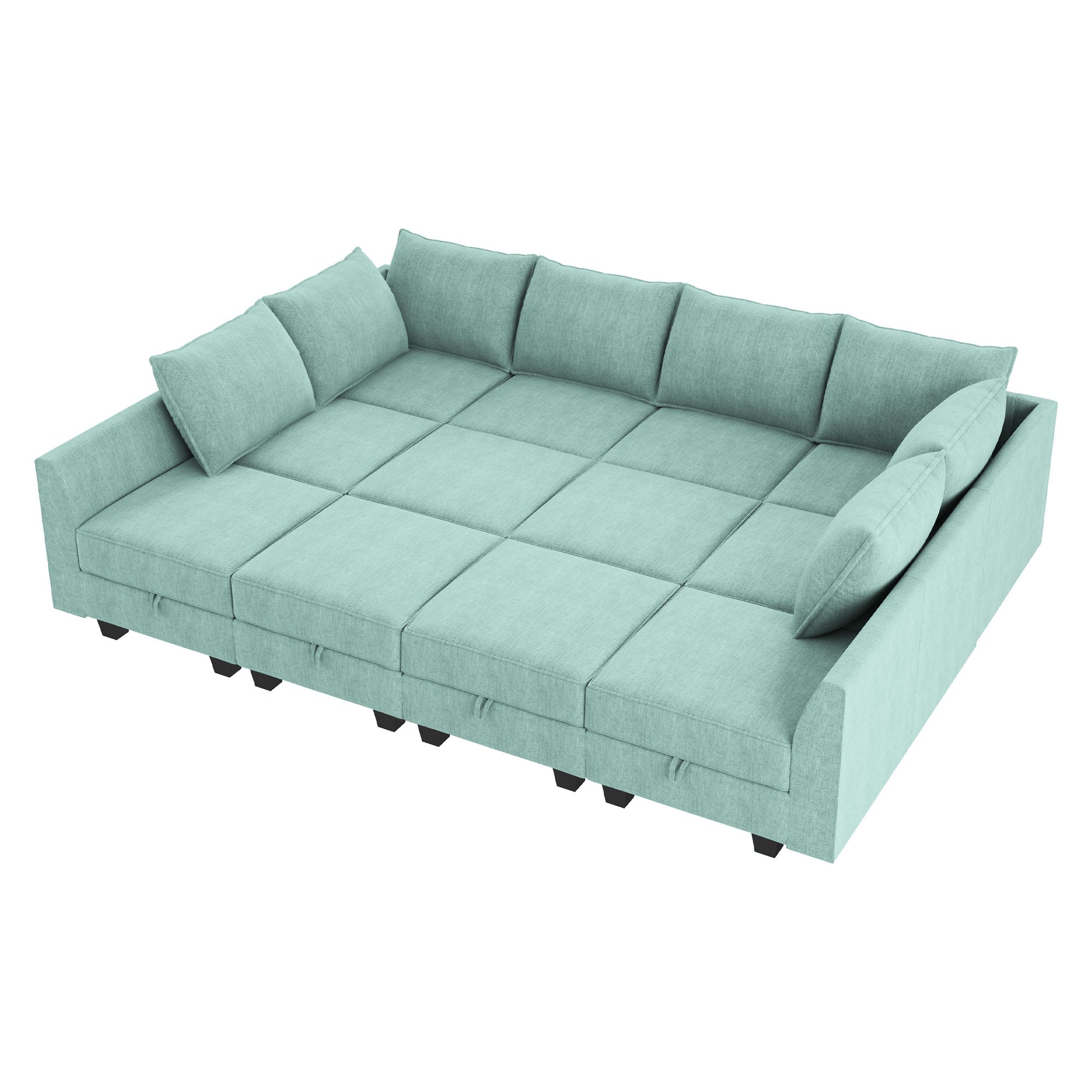 HONBAY 12-Piece Polyester Modular Sectional Sofa With Storage Seat