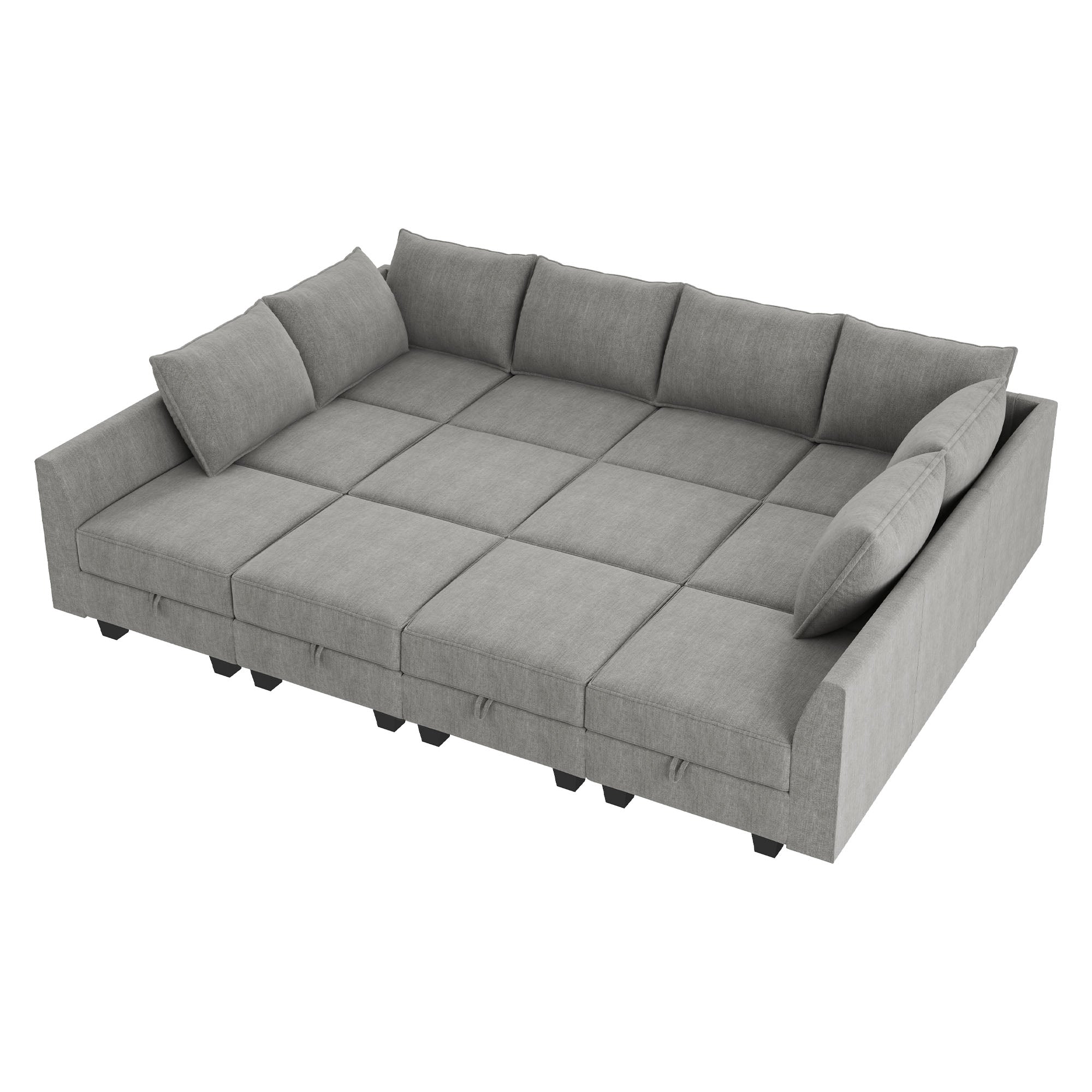 HONBAY 12-Piece Polyester Modular Sectional Sofa With Storage Seat